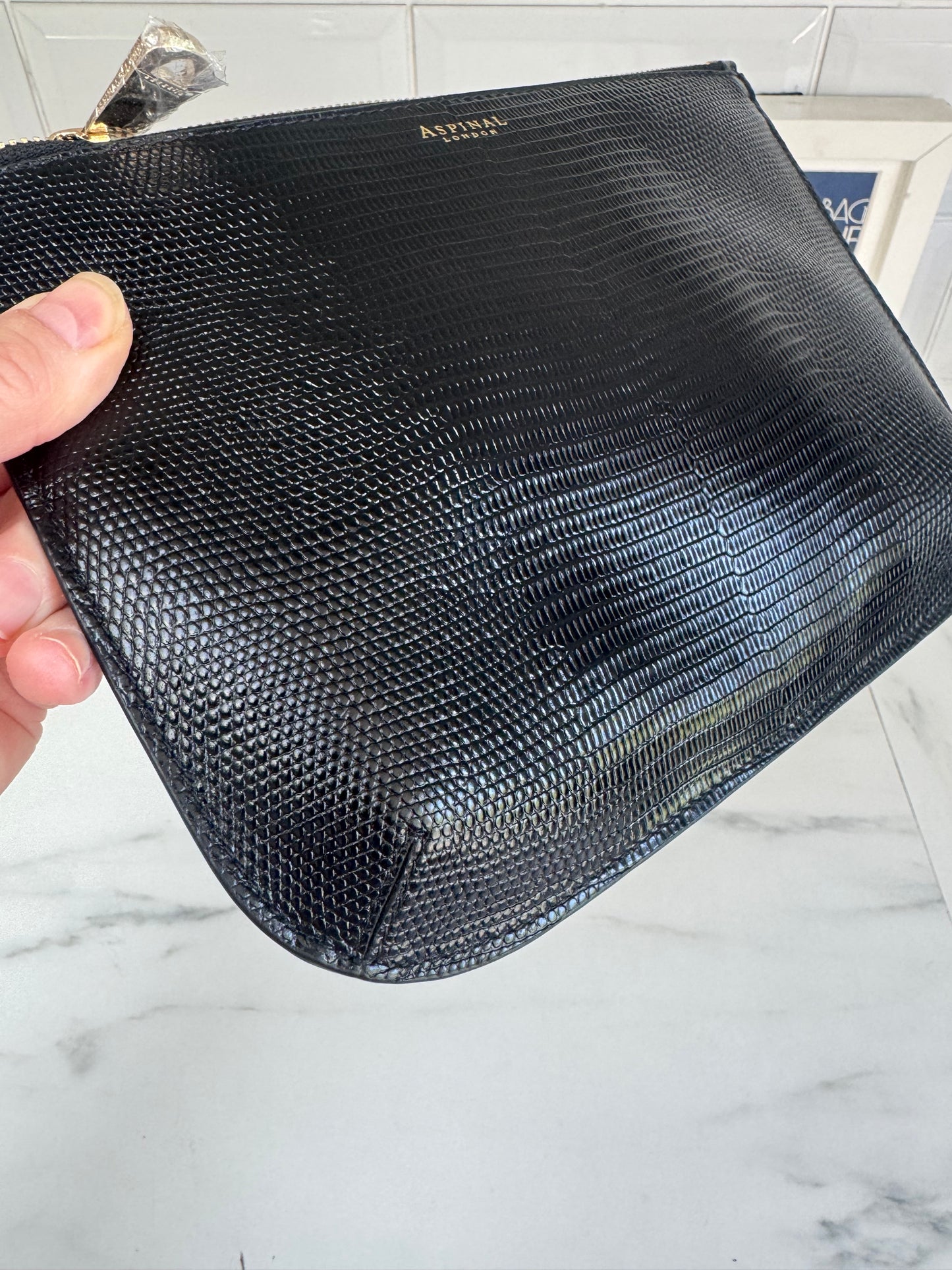 Aspinal of London Zip top clutch & Card Holder - Black