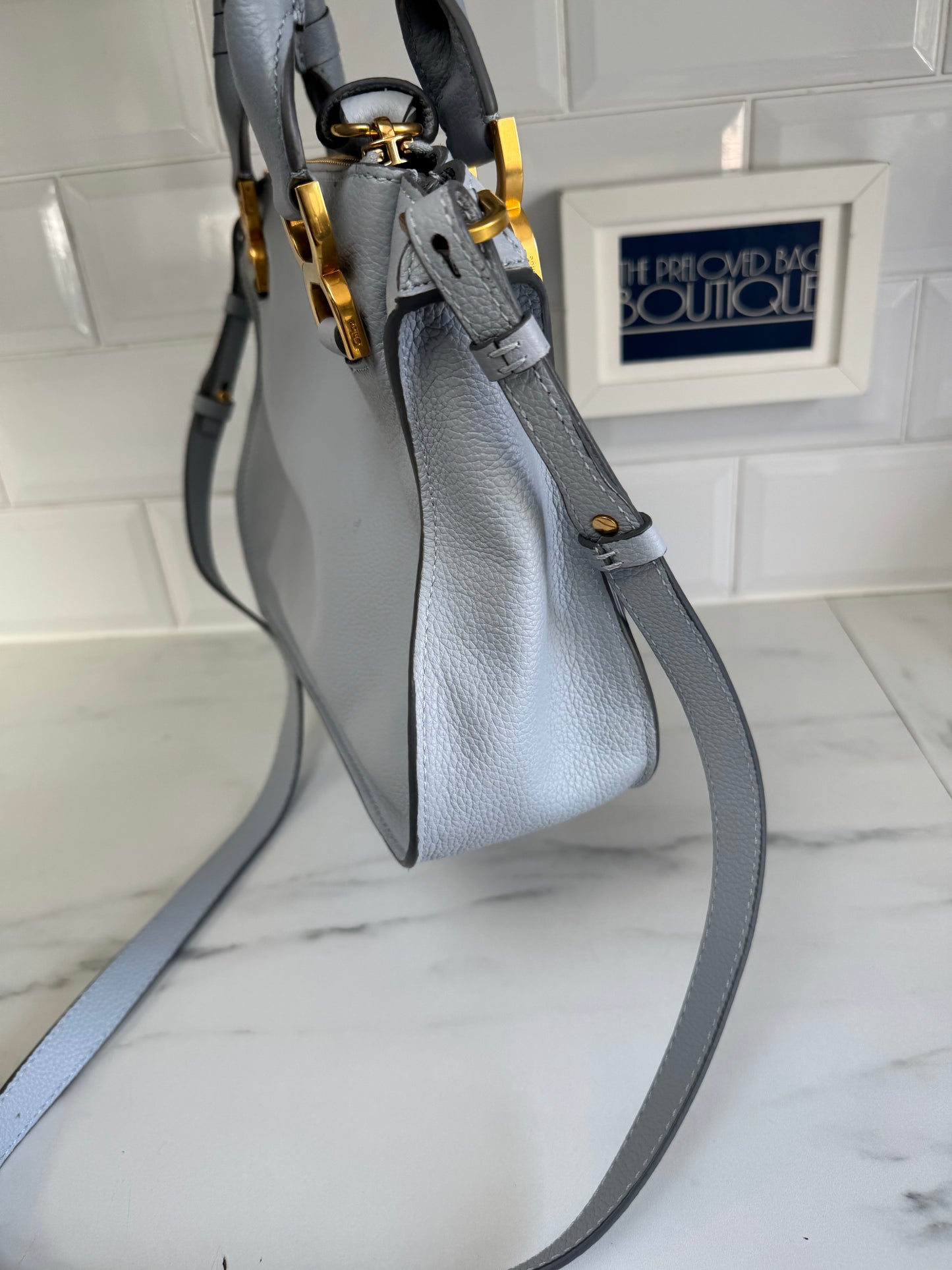 Chloé Small Marcie Saddle Bag - Washed Blue