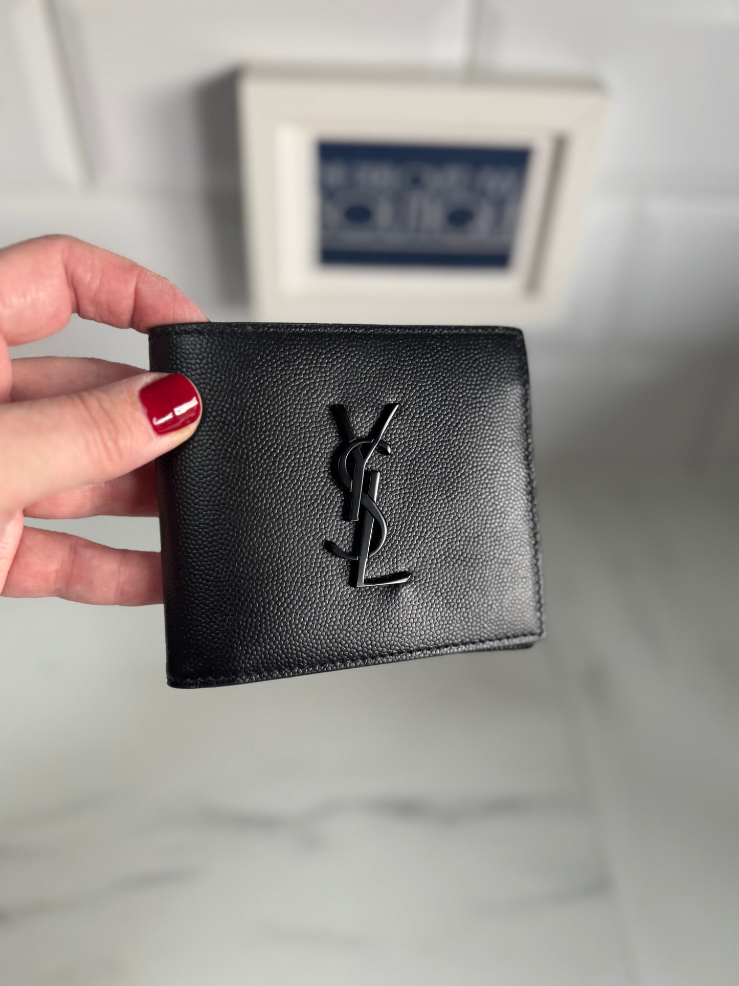 Saint Laurent (YSL) Monogram Bifold Card Holder/Wallet - Black