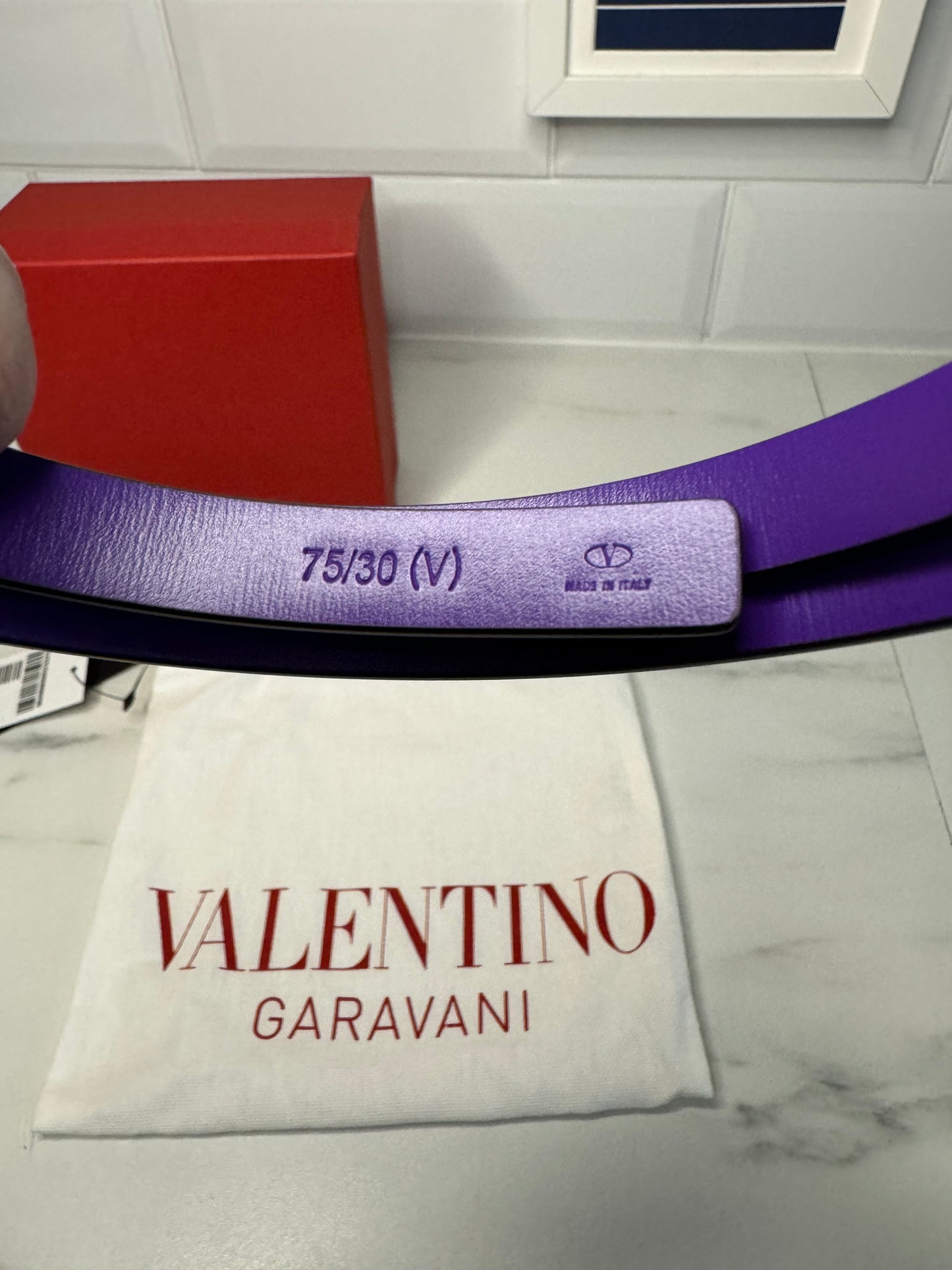 Valentino Garavani Small Stud Reversible Belt - Purple/Pink