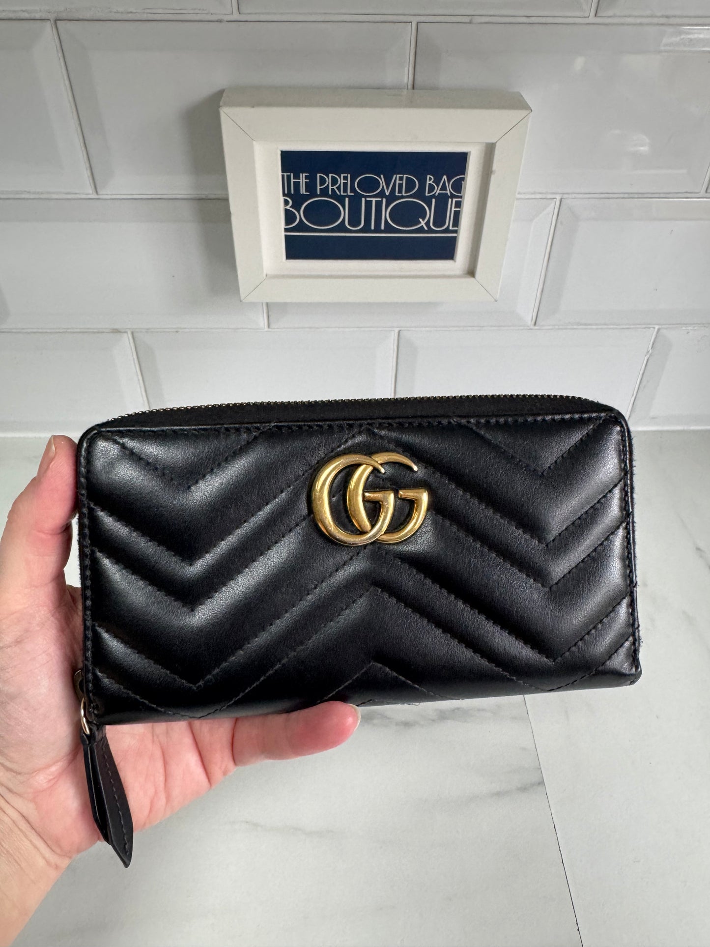 Gucci GG Marmont Zip Around Wallet - Black