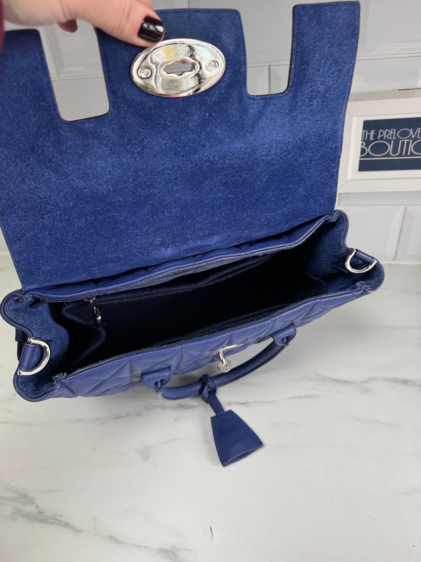 Mulberry Medium Quilted “Cara Delevingne” Backpack - Indigo Blue