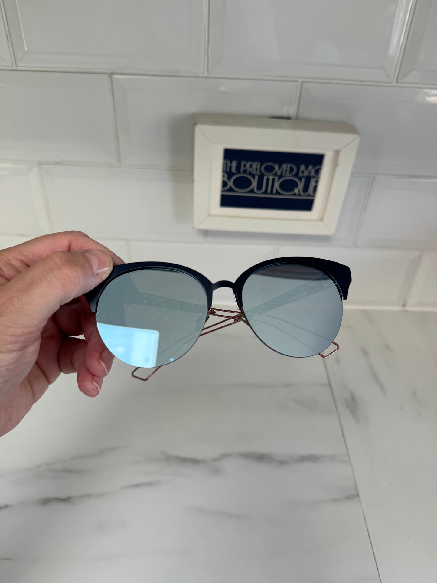 Christian Dior DioramaClub Mirrored Sunglasses - black and rose gold
