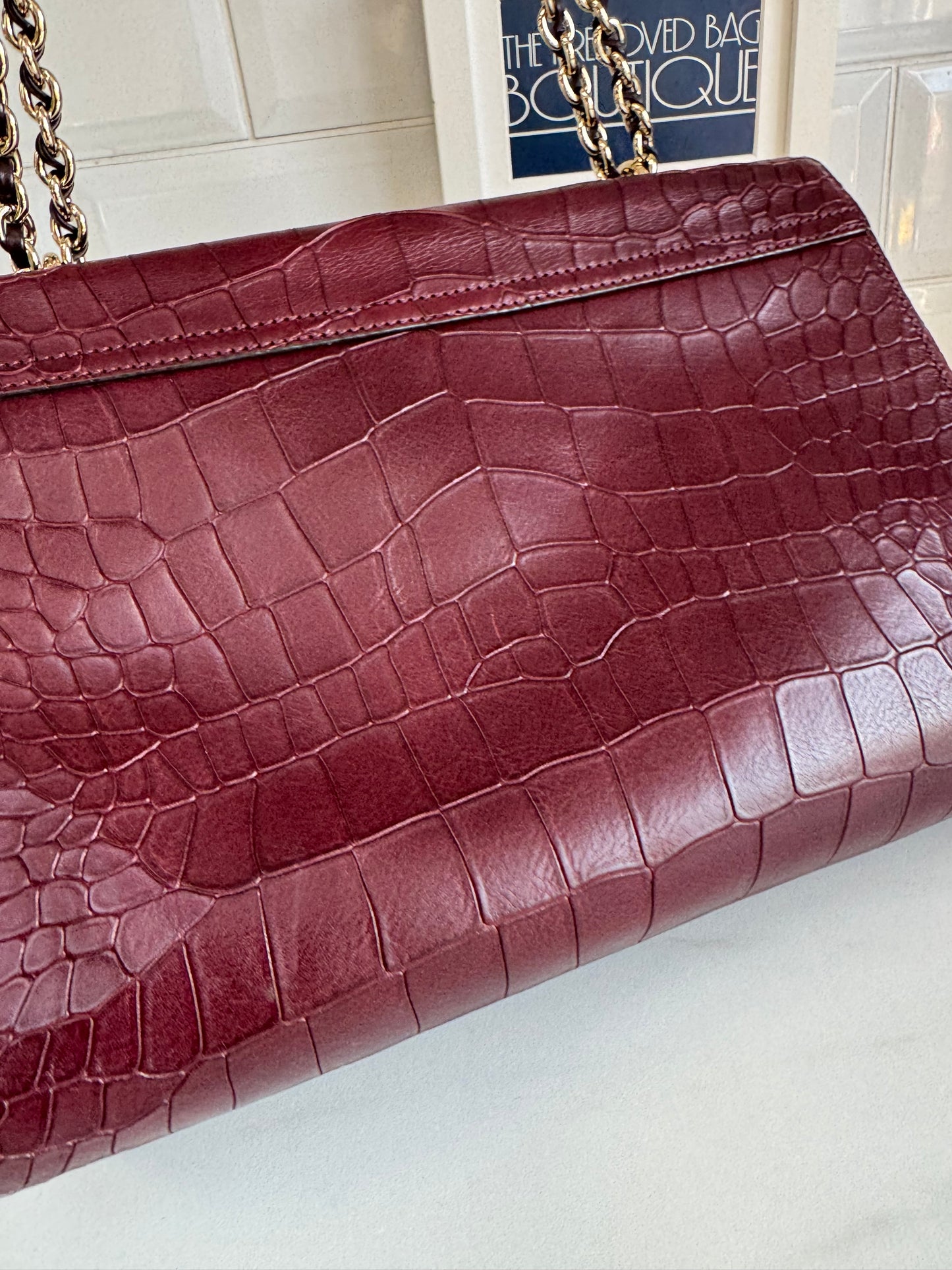 Mulberry Medium Lily - Oxblood Croc Embossed