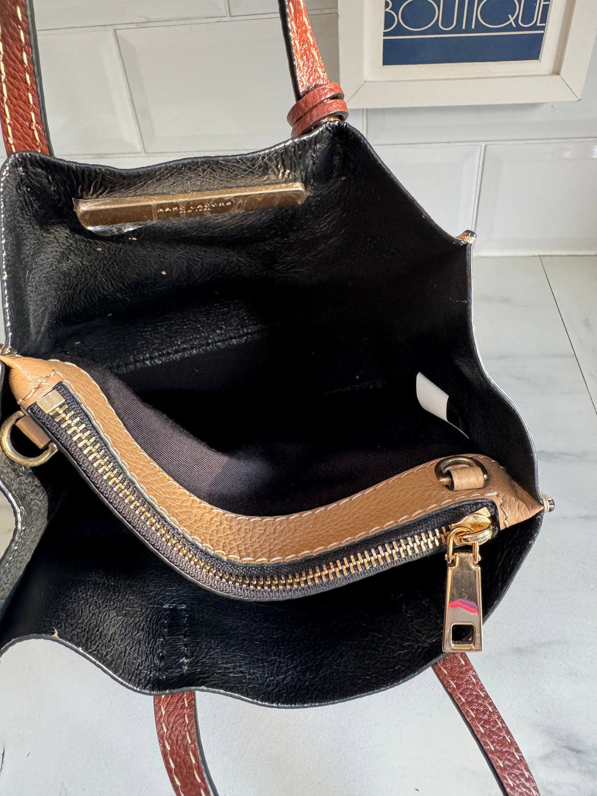 Marc Jacobs Mini Grind tote - Tan and White