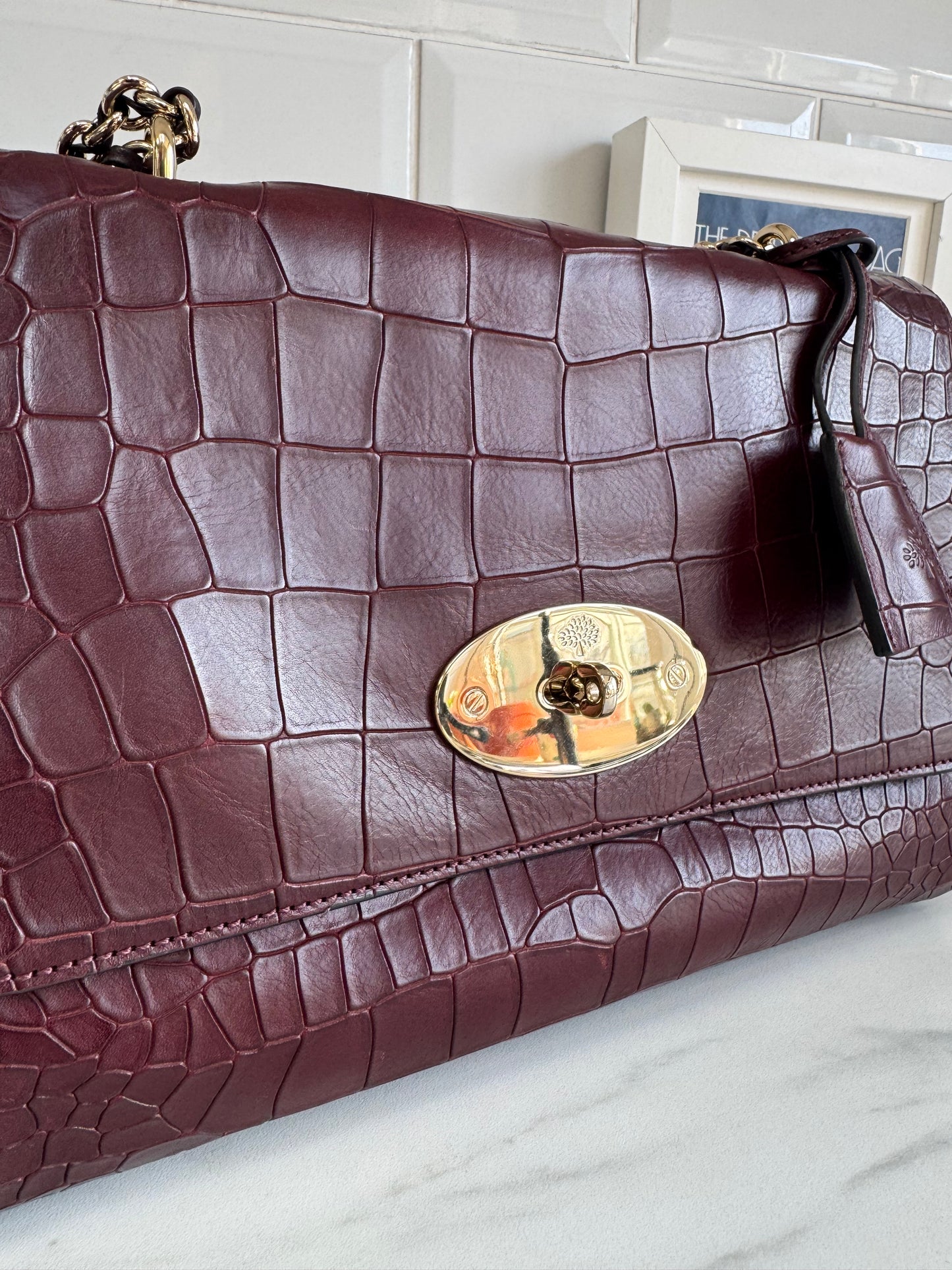 Mulberry Medium Lily - Oxblood Croc Embossed