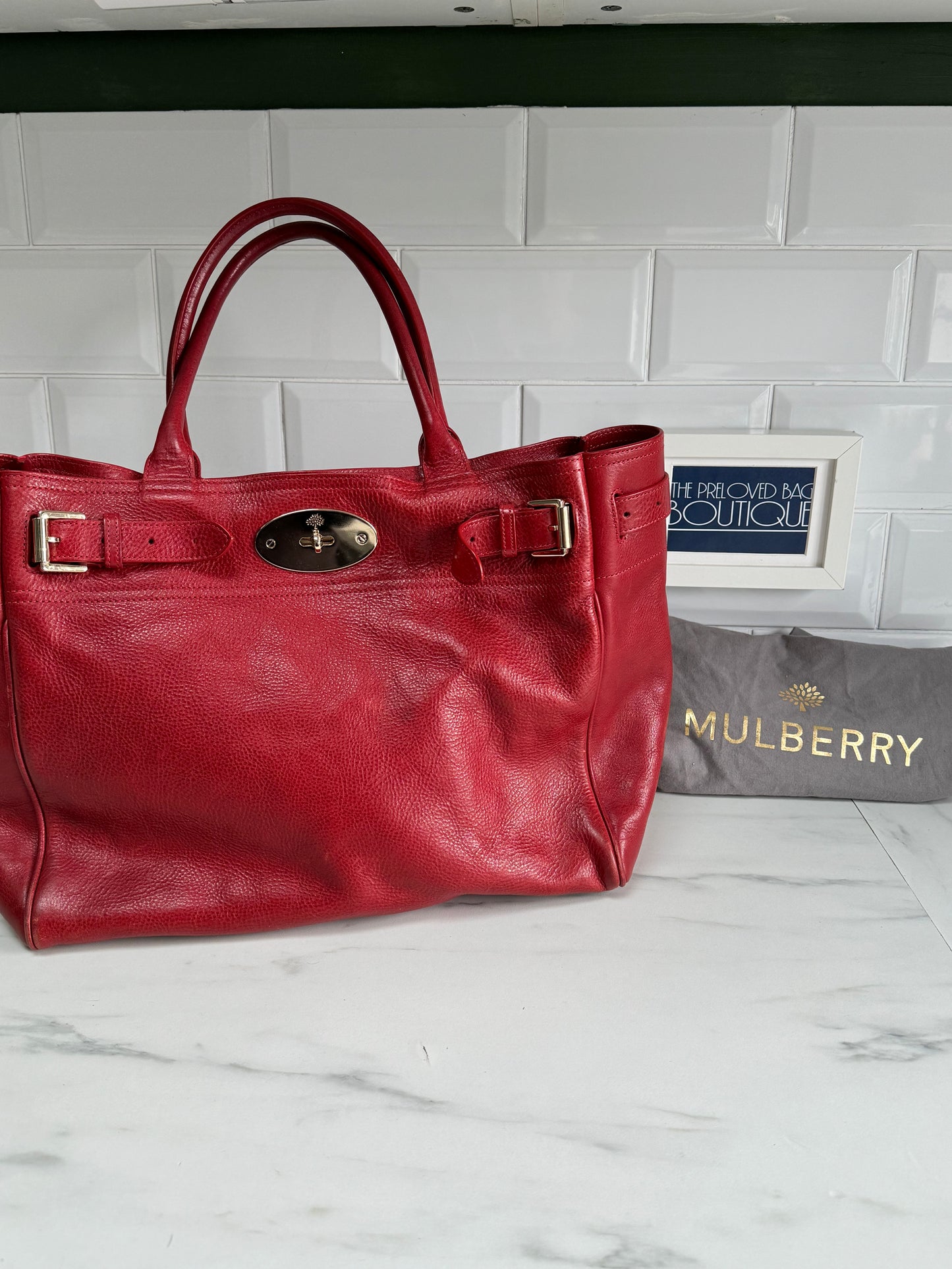 Mulberry Postmans Lock Open Top Tote -  Poppy Red