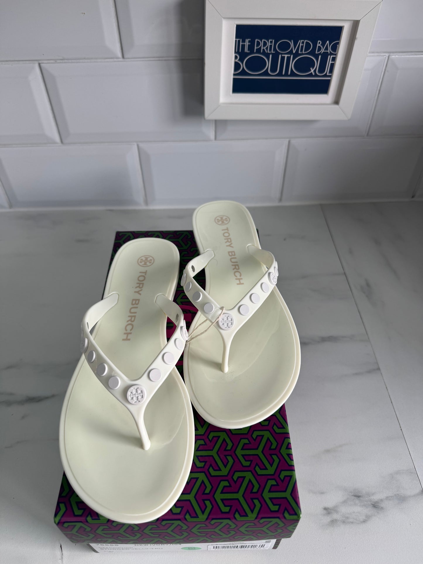 Tory Birch Flip Flops - White