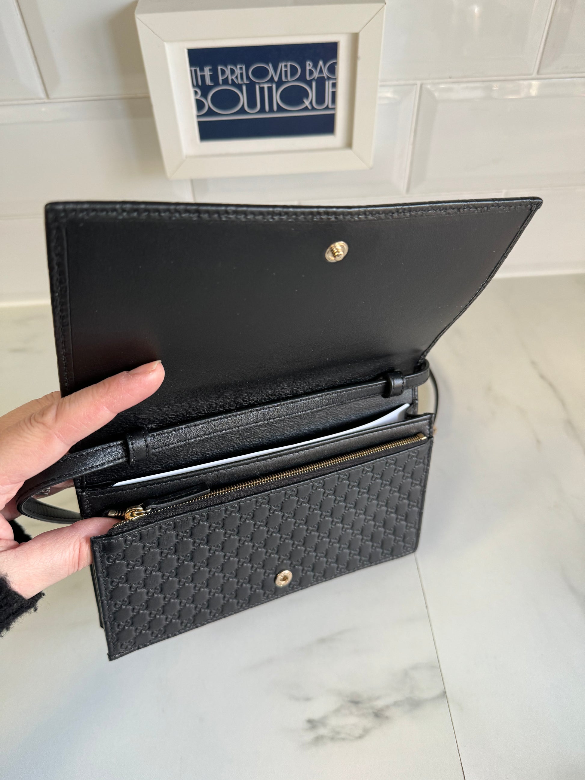 Gucci wallet crossbody microguccissima 2025 black