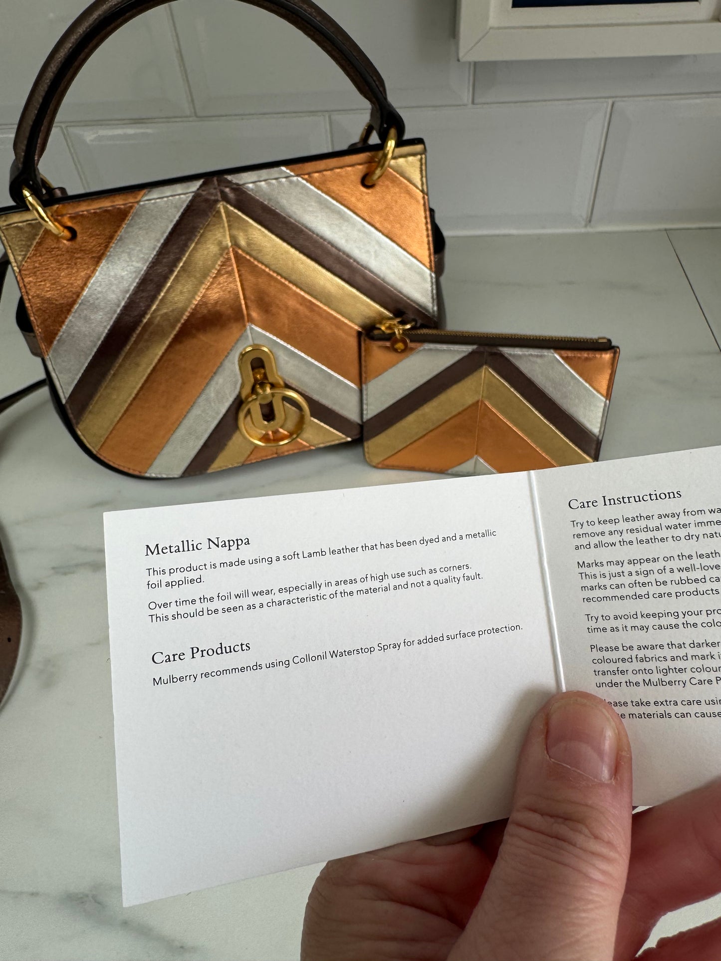 Mulberry Small Metallic Amberley - Gold, Bronze, Silver  (Bag and Coin Purse)