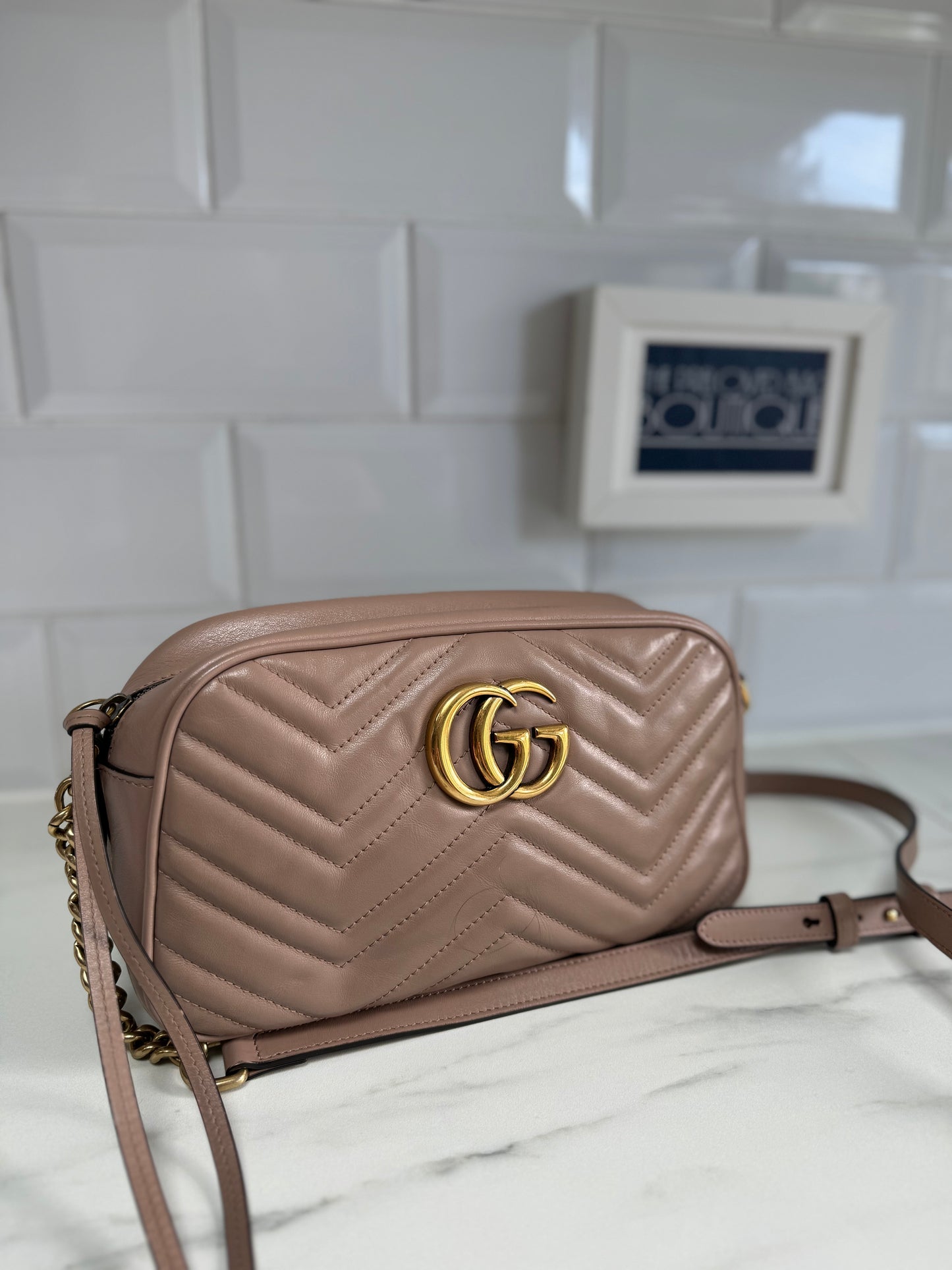 Gucci Marmont Shoulder Bag - Nude