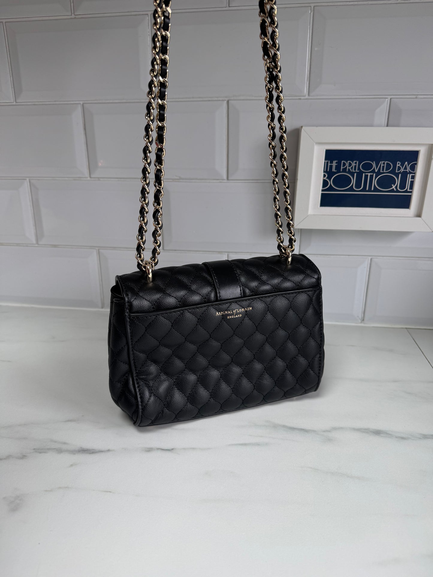 Aspinal of London Lottie Quilted Shoulder Bag - Black