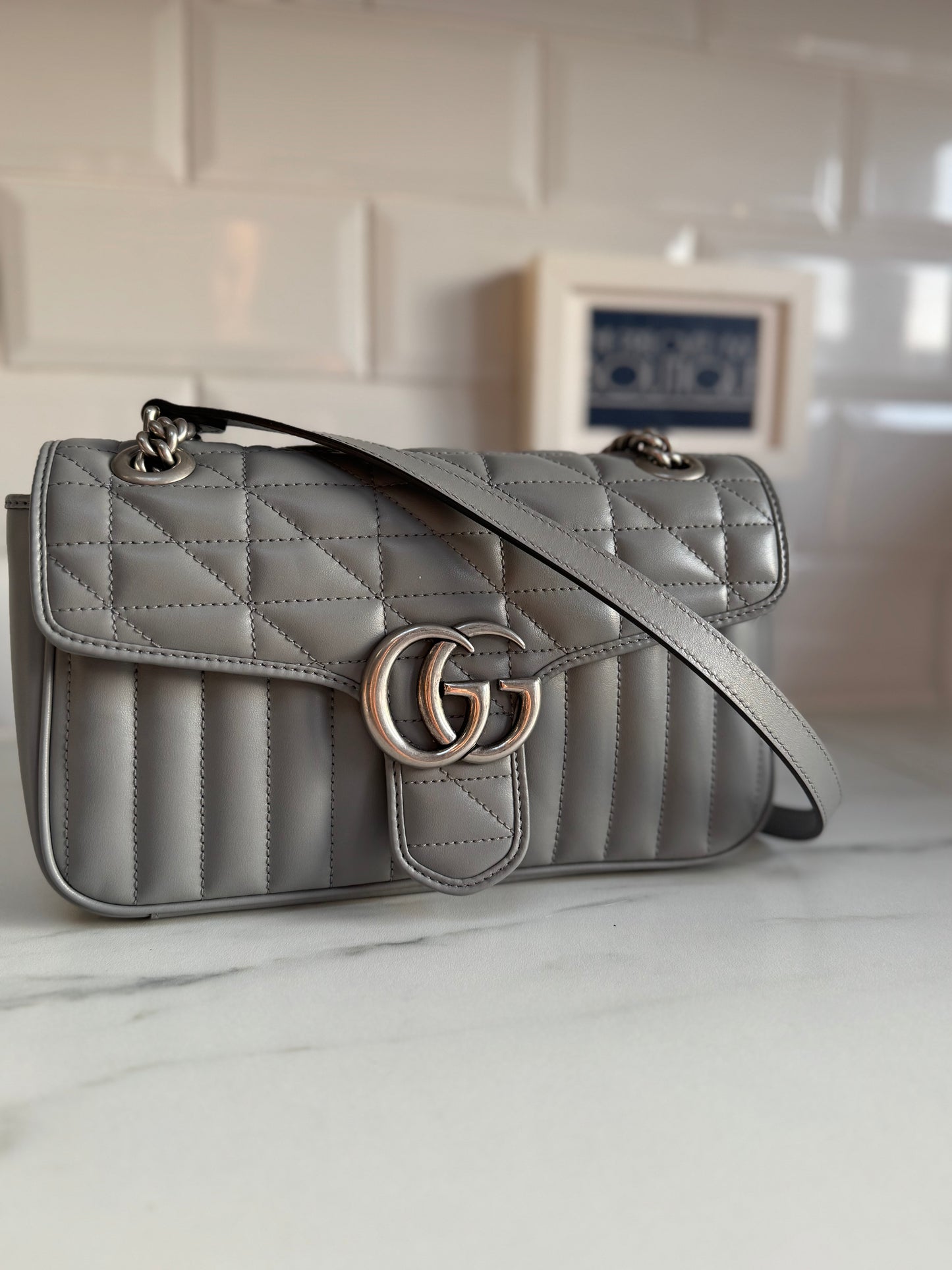 Gucci GG Marmont Shoulder Bag - Grey