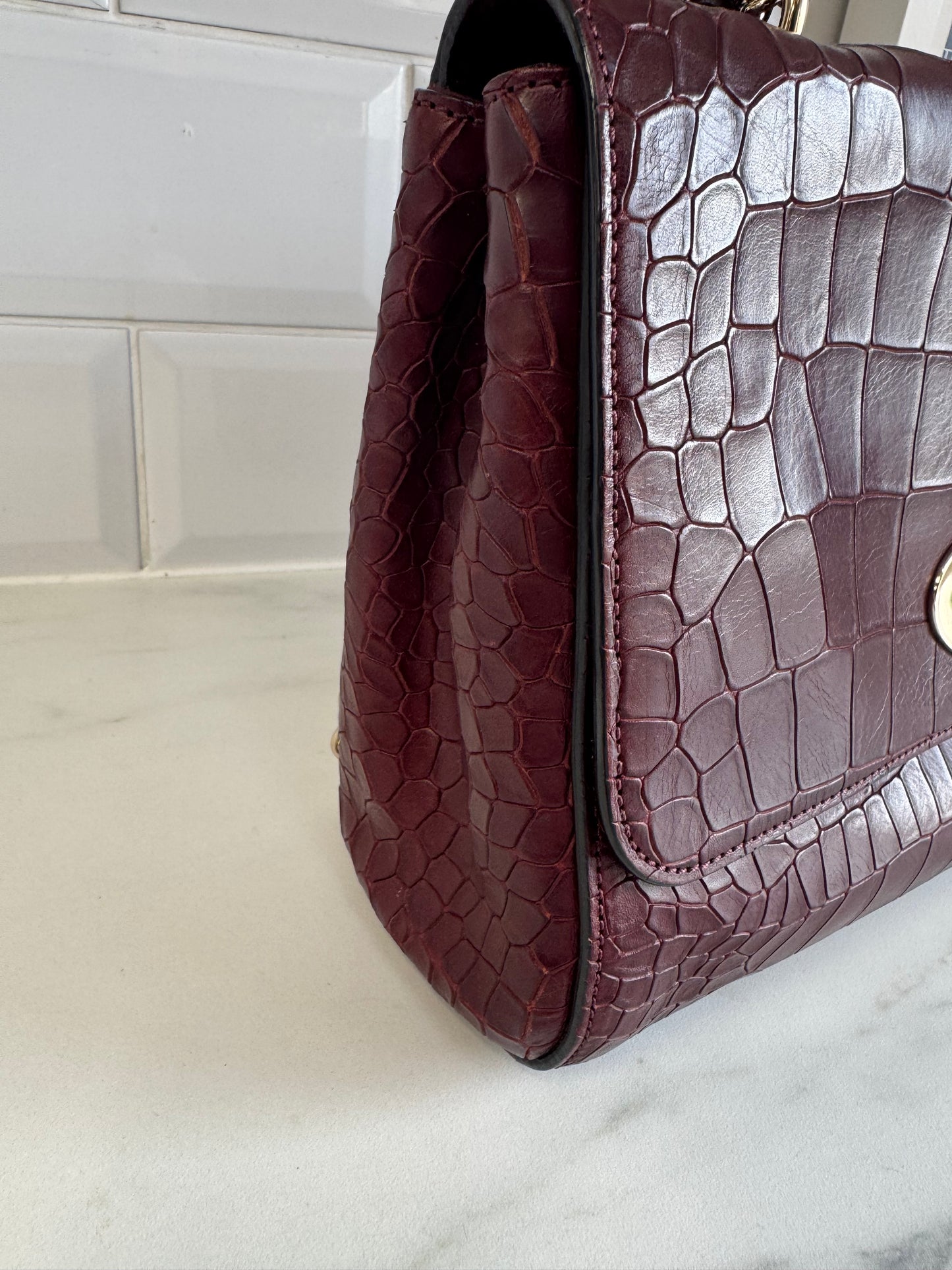 Mulberry Medium Lily - Oxblood Croc Embossed