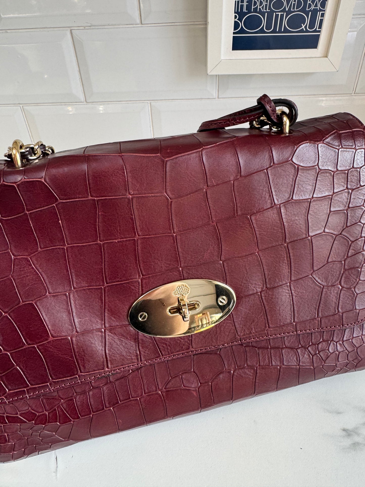 Mulberry Medium Lily - Oxblood Croc Embossed