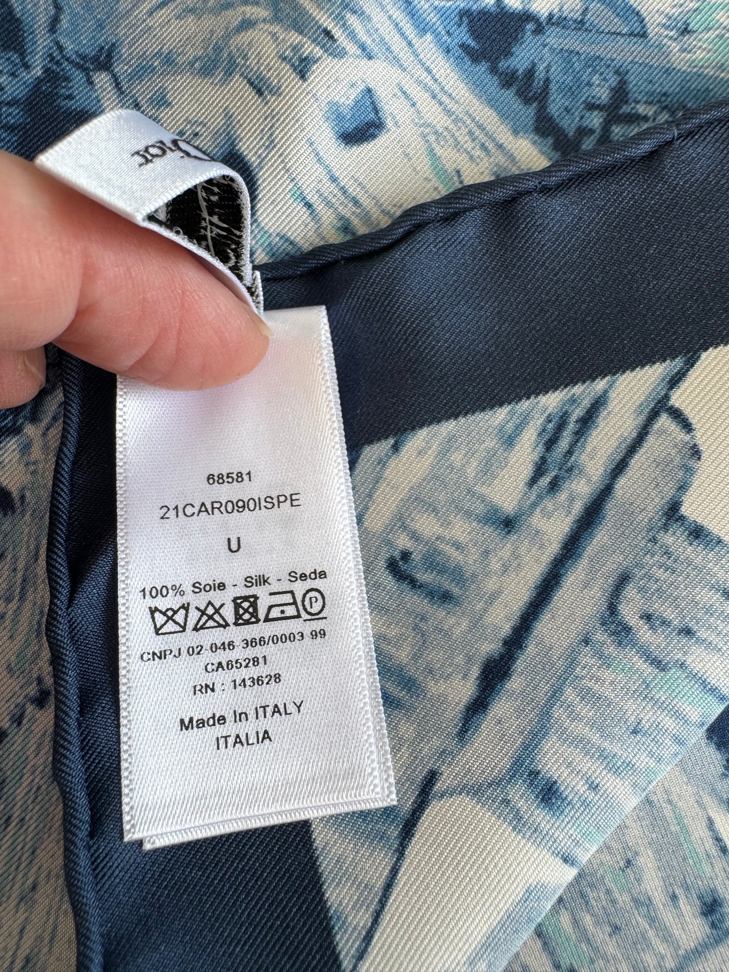 Christian Dior Square Silk Scarf - Navy and White