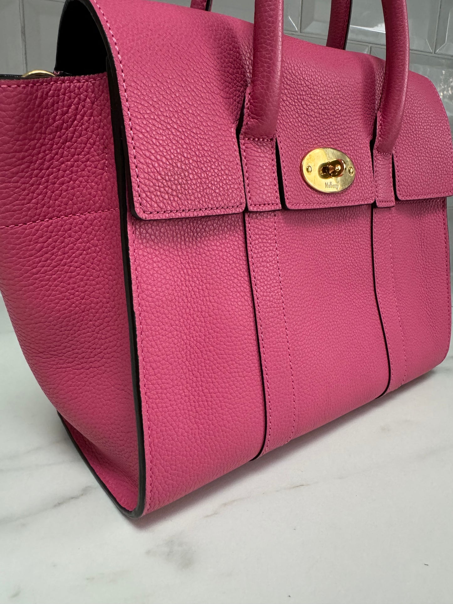 Mulberry Small Bayswater with strap - Candy Pink