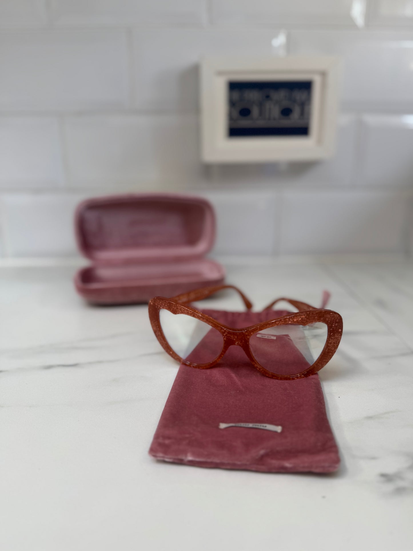 Miu Miu Cat Eye Tinted Sunglasses - pink and gold
