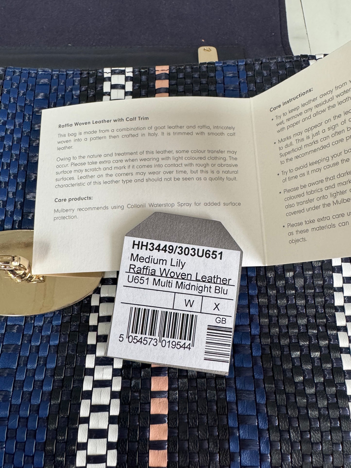 Mulberry Medium Twilight Rafia Lily - blue, pink, black and white