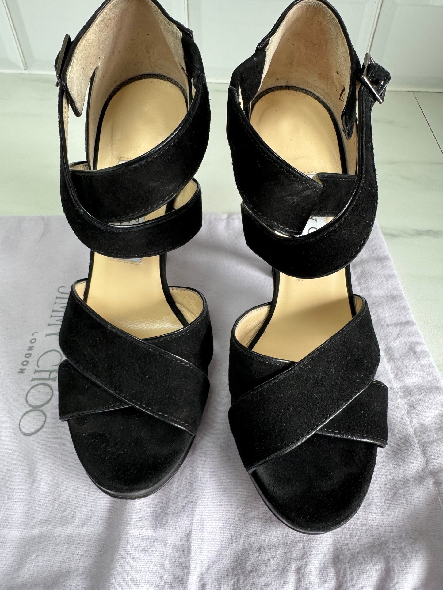 Jimmy Choo Florek Suede Platform Sandals - Black