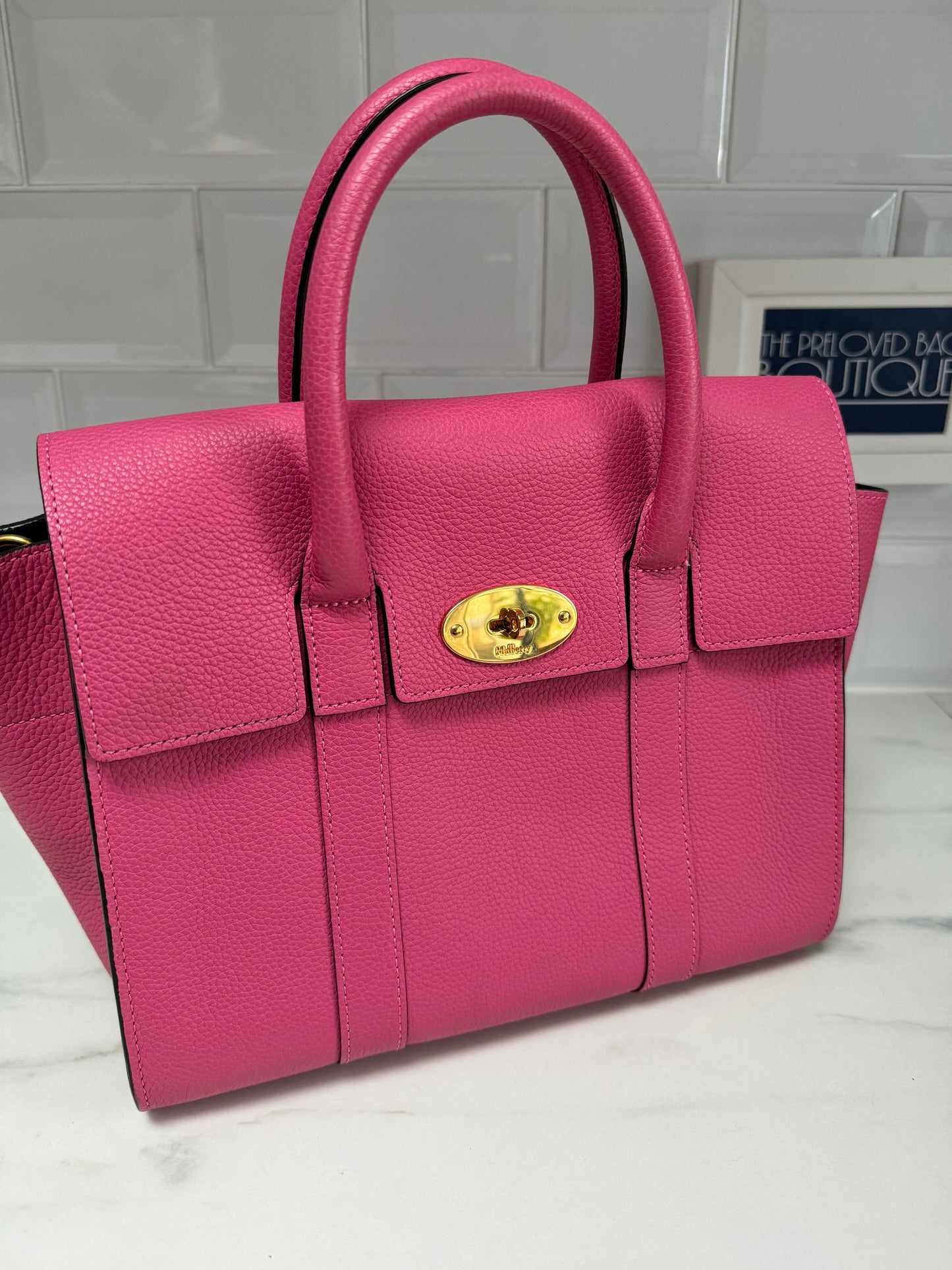 Mulberry Small Bayswater with strap - Candy Pink