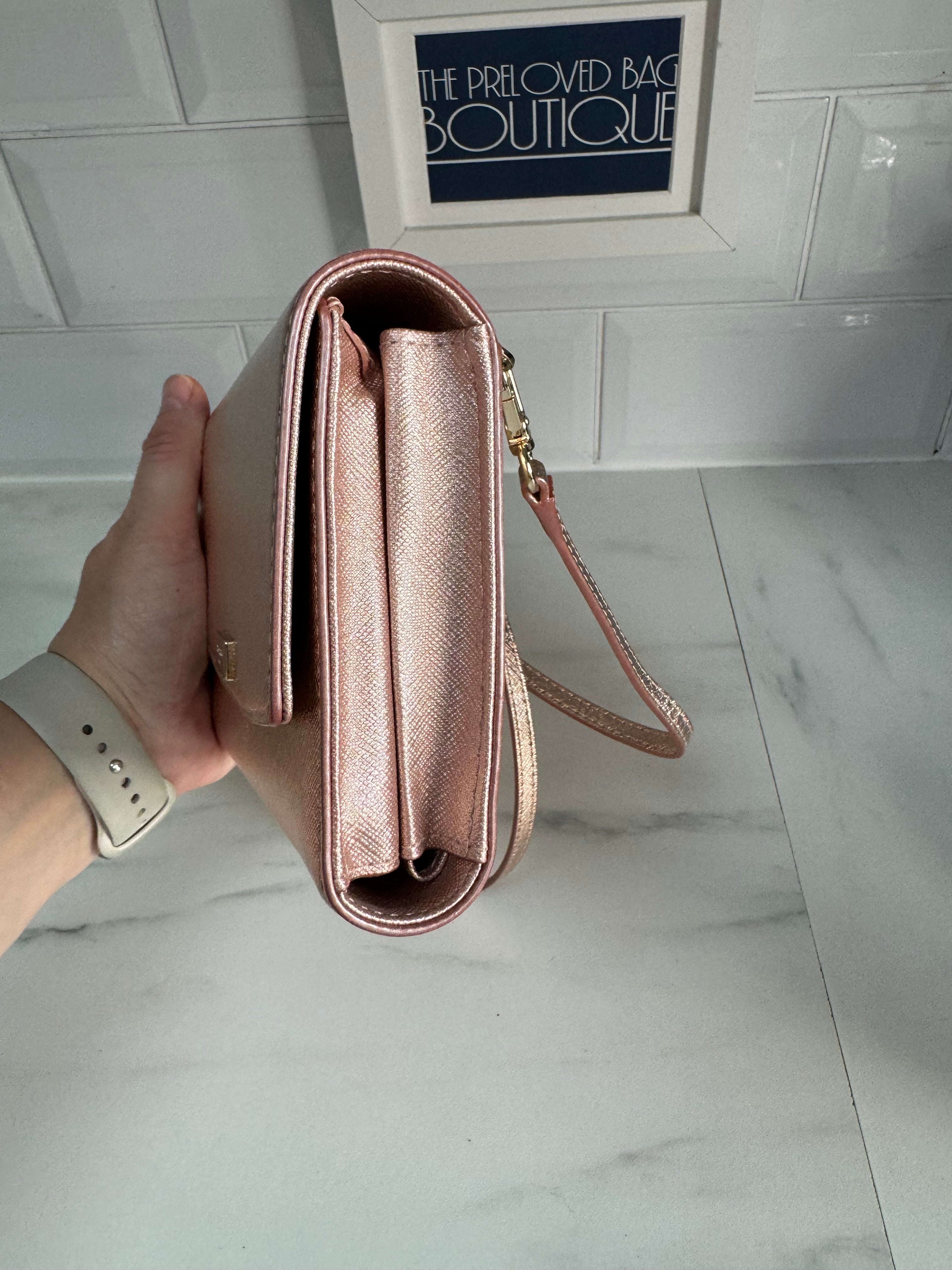 Kate Spade WOC Metallic Rose Gold The Preloved Bag Boutique