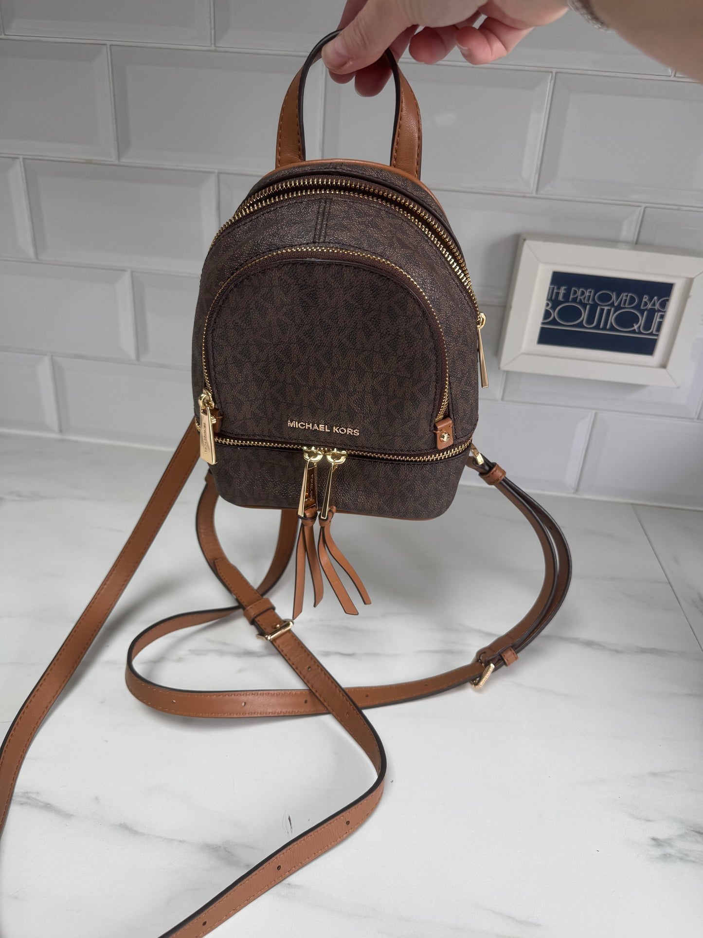 Michael Kors Rhea Mini Backpack - Brown