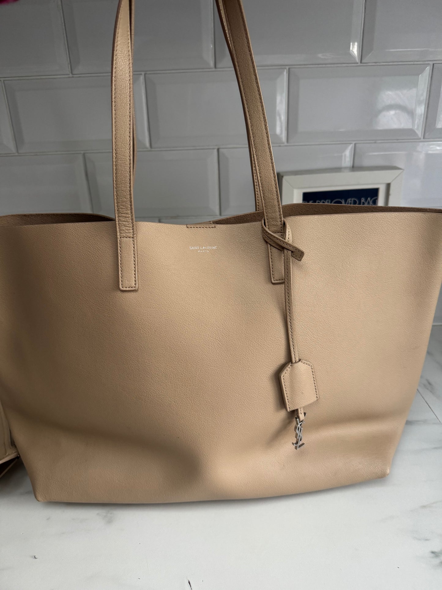 Saint Laurent East West Shopper Tote - Beige