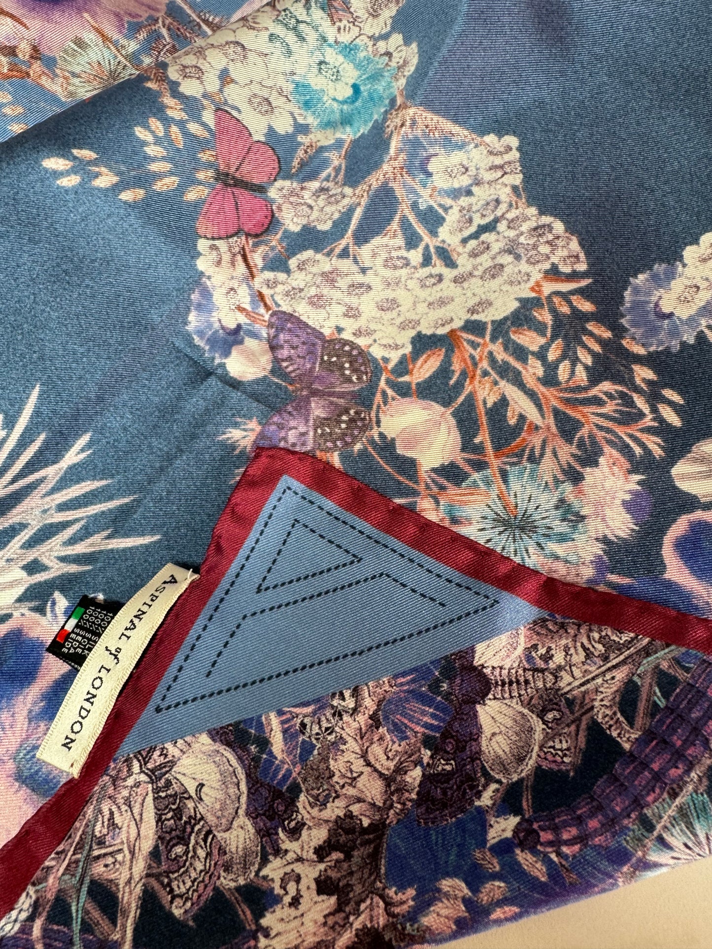 Aspinal “A” Floral scarf - Blue