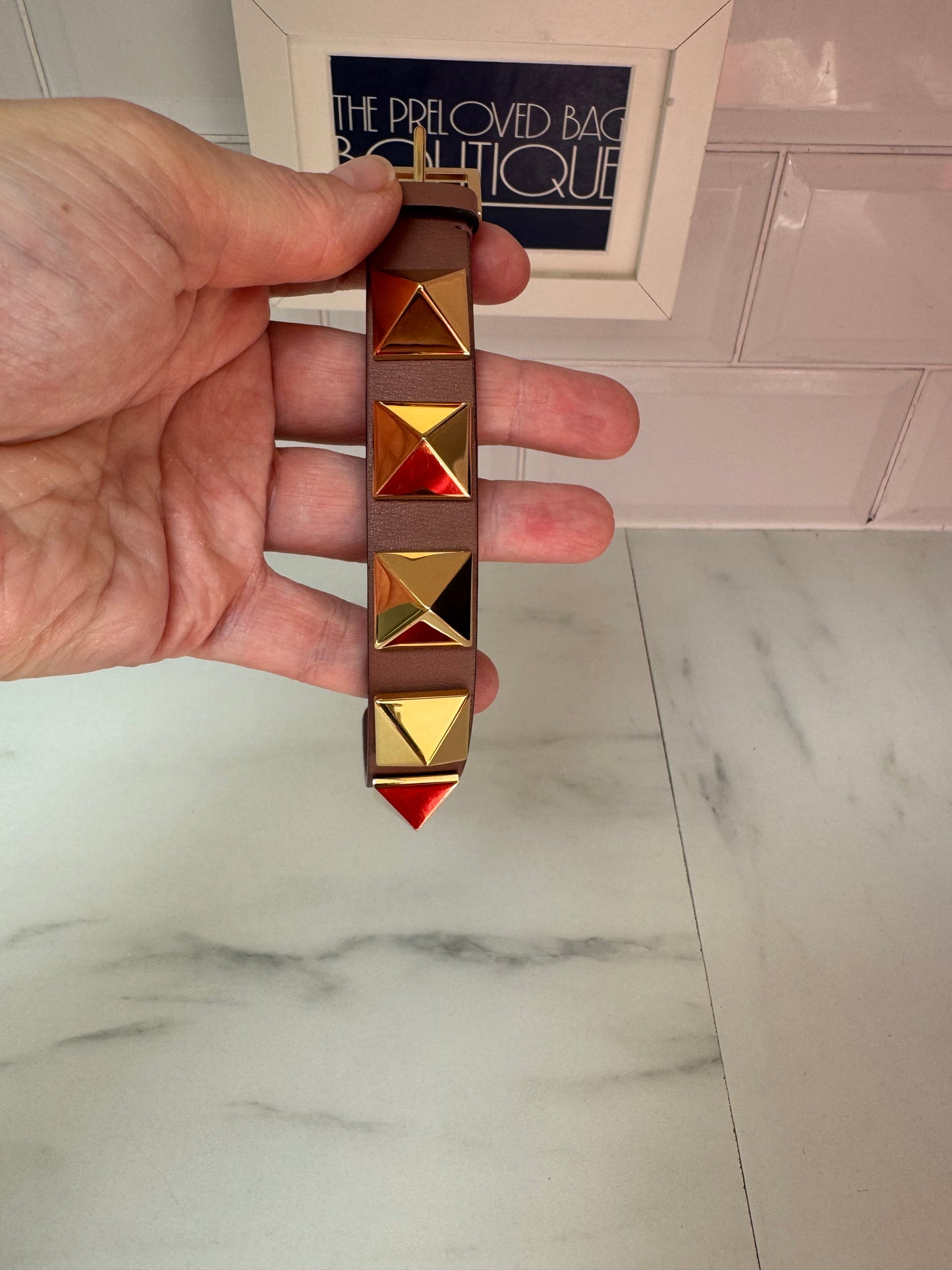 Valentino Garavanni Vitello Rockstud Leather Bracelet - Brown