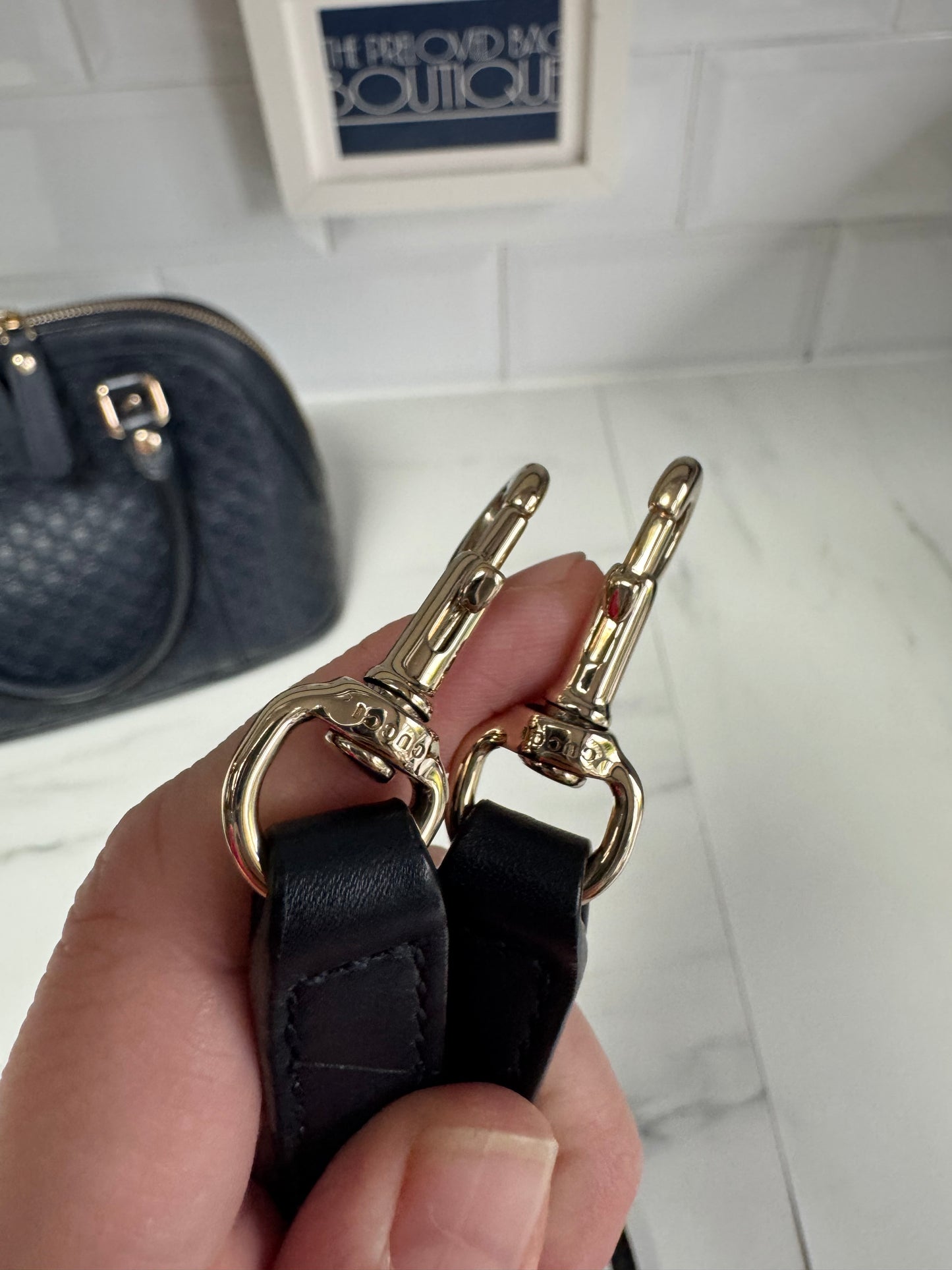 Gucci Guccissima Small Dome Bag - Navy