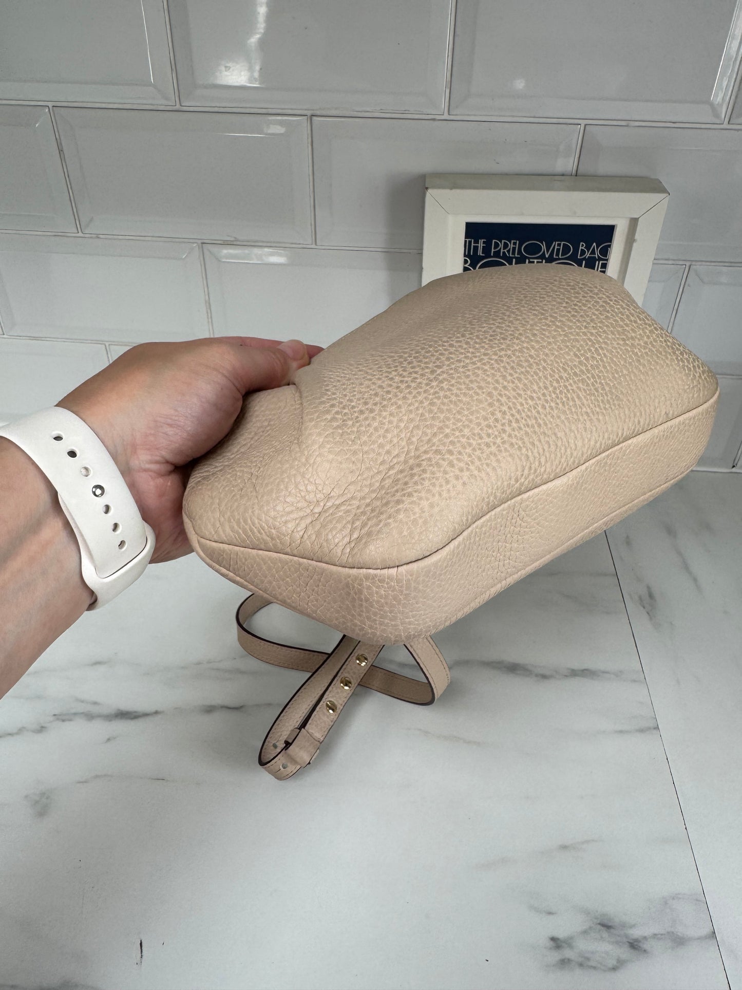 Strathberry Osette Drawstring Pouch Cross Body - Nude