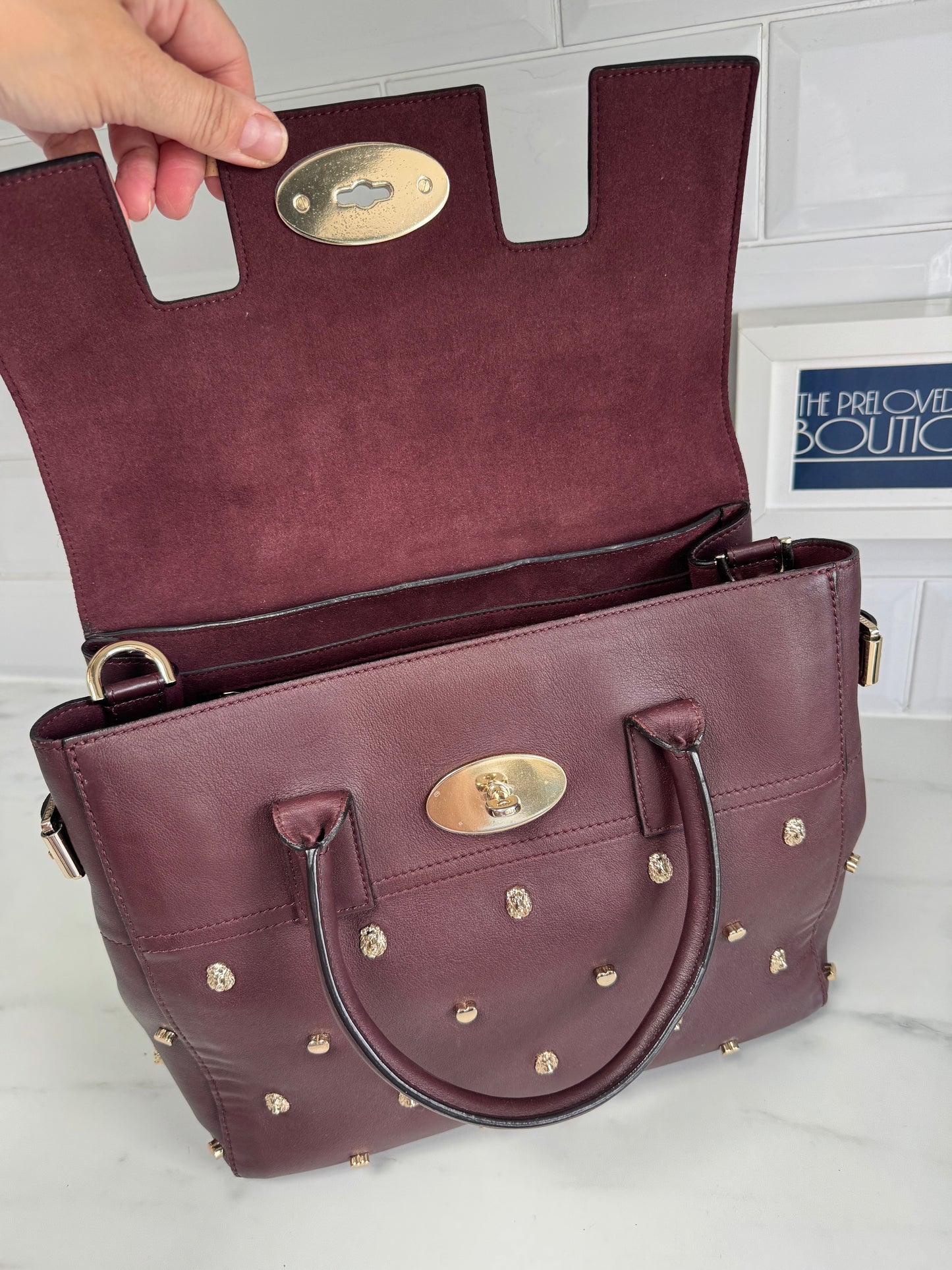 Mulberry Medium Limited Edition Cara  Delevingne Lion and Heart Rivet Backpack - Oxblood
