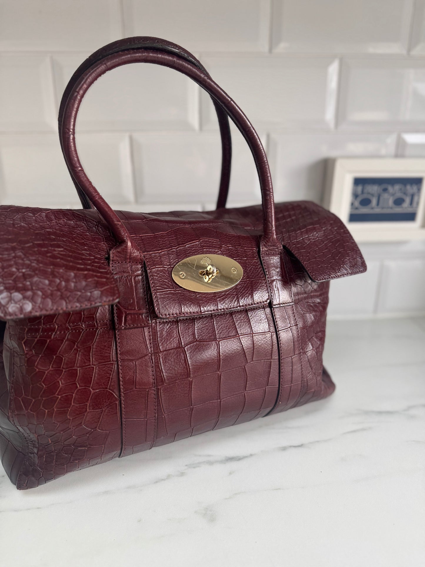 Mulberry Bayswater - Oxblood Croc Embossed