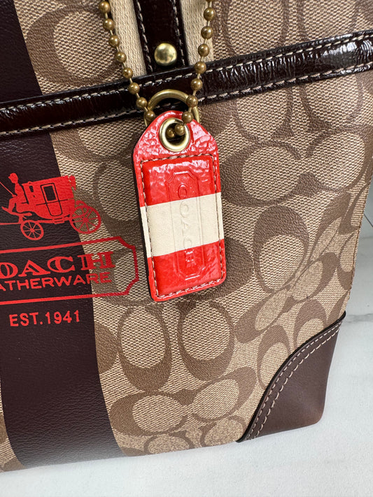 Coach Signature Heritage Stripe Tote