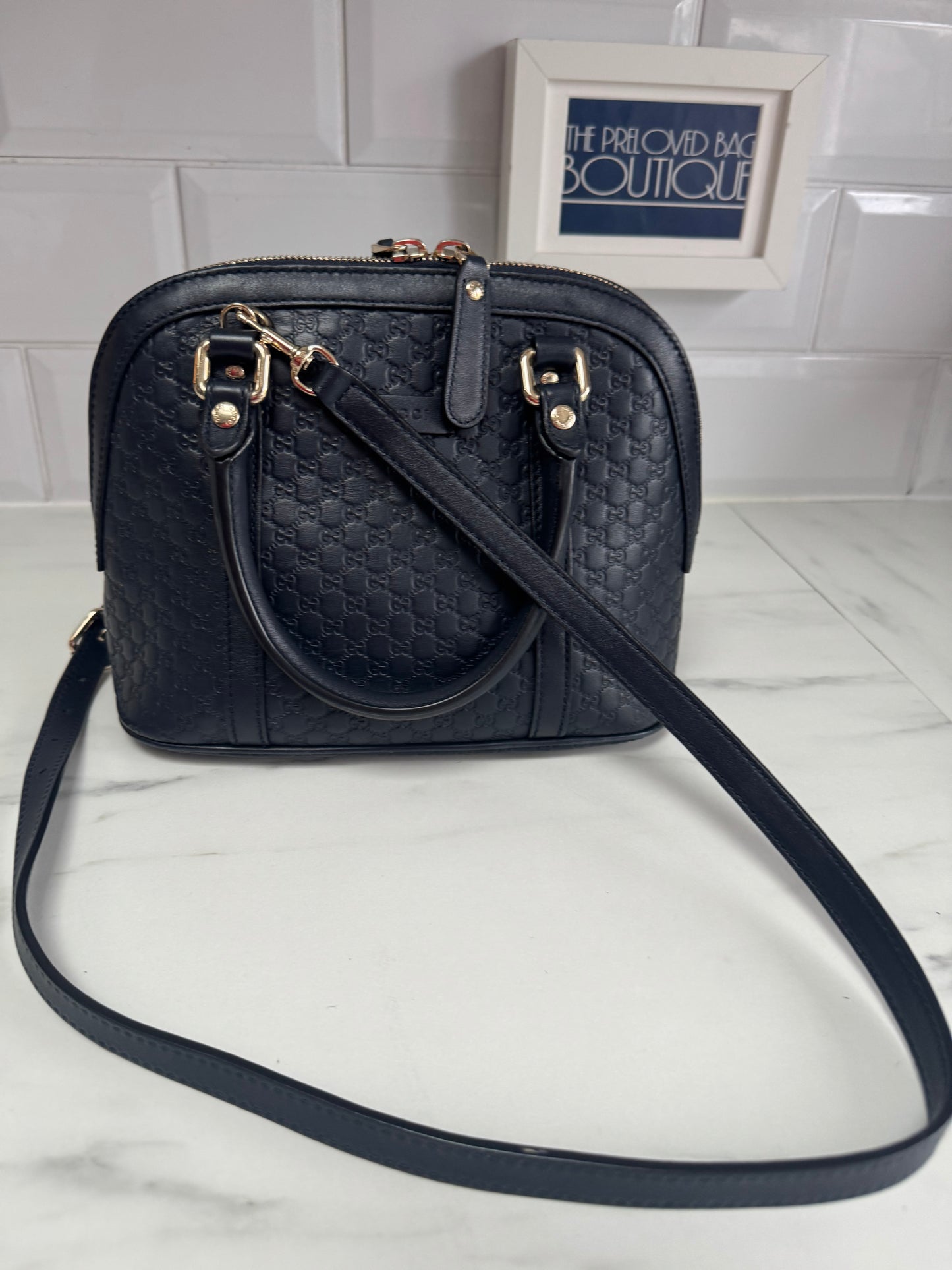 Gucci Guccissima Small Dome Bag - Navy