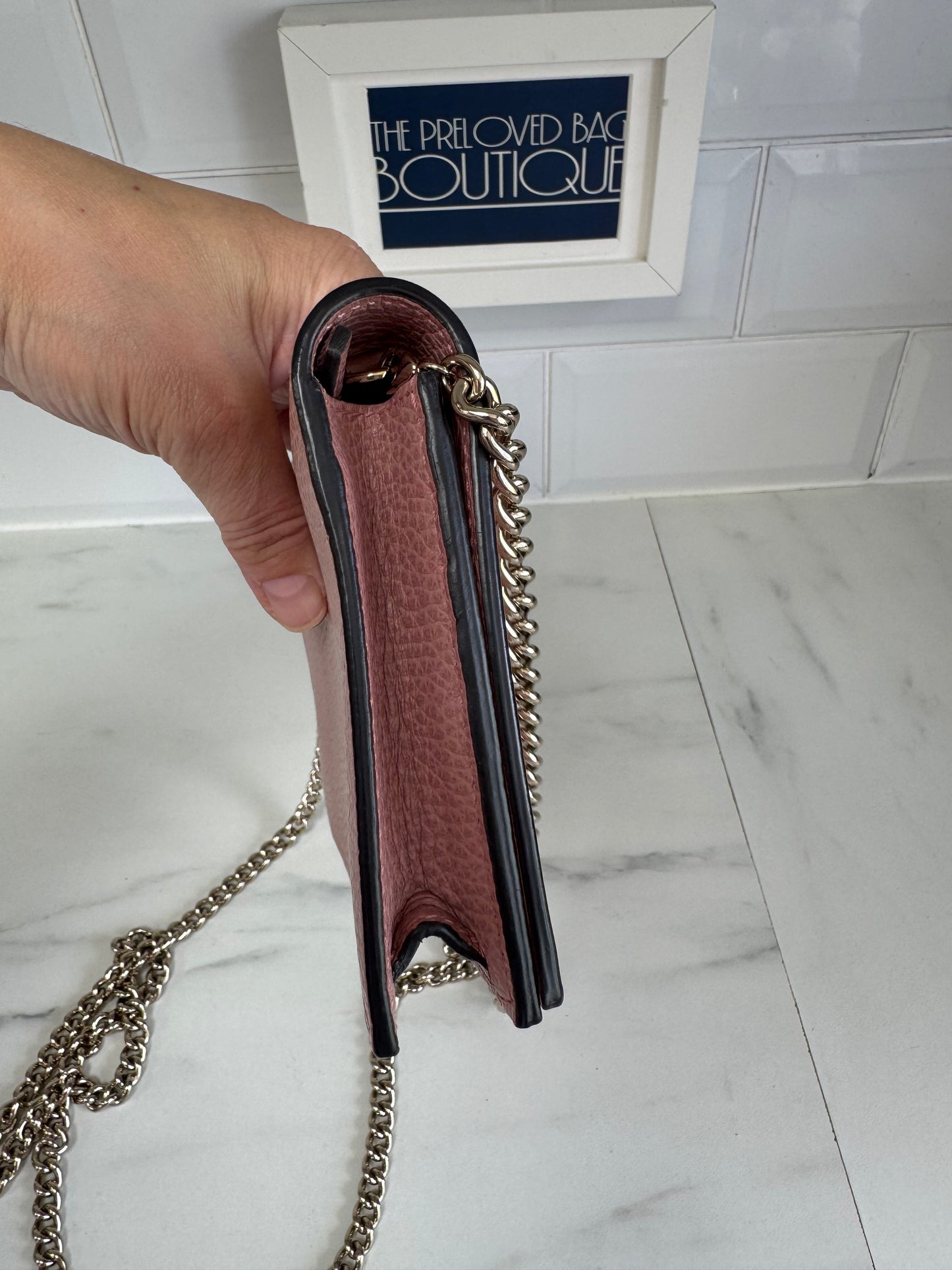 Gucci Dollar Medium Betty Chain Wallet - Pink