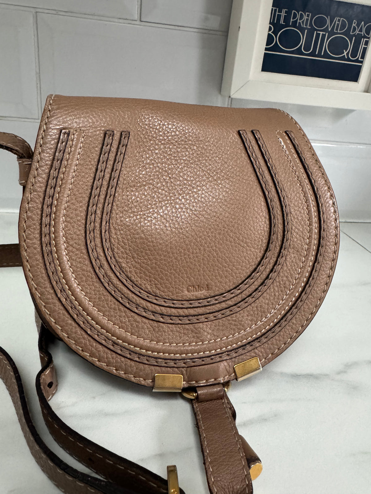 Chloé Mini Marcie Saddle Bag - Nut Brown