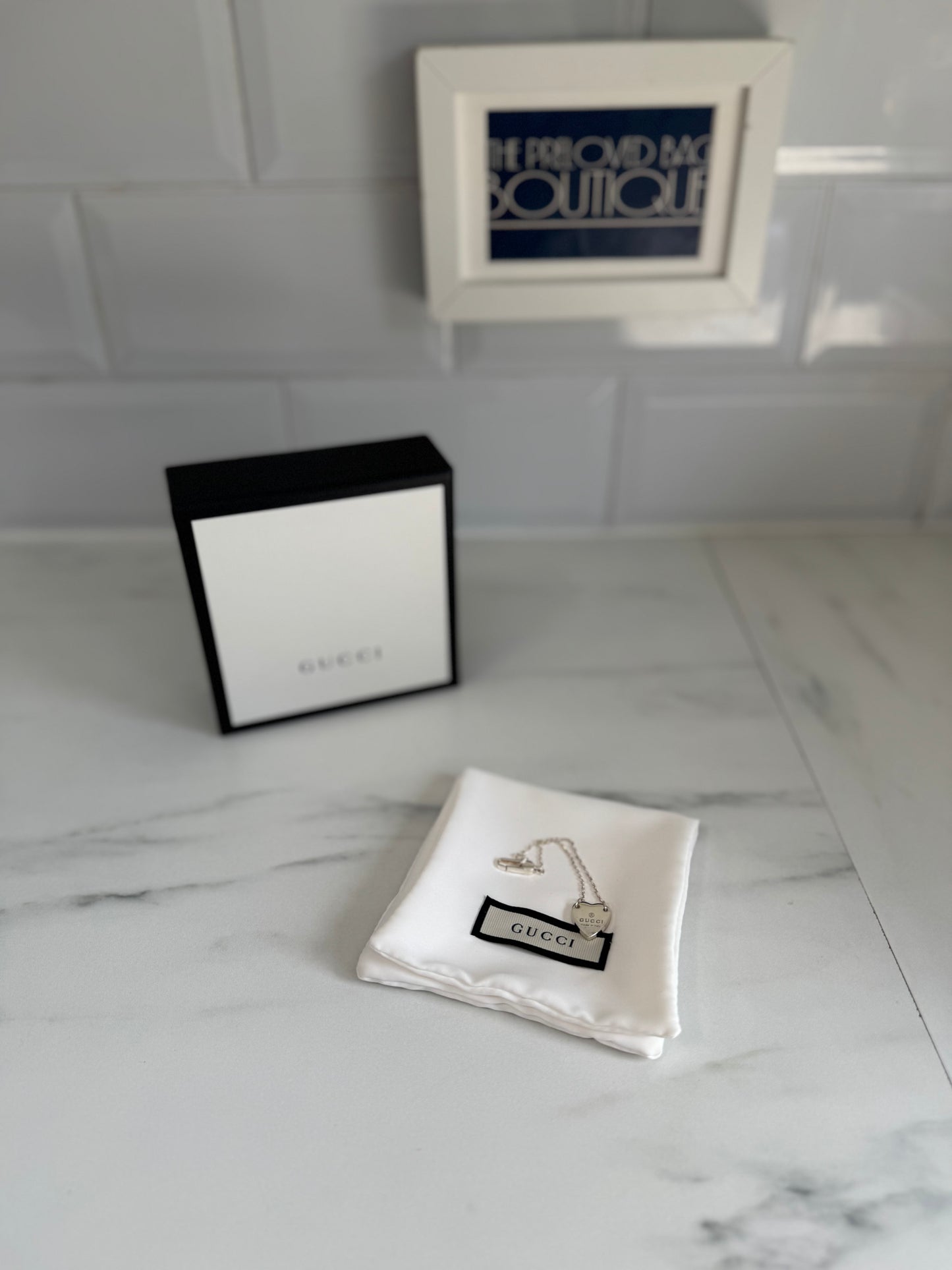 Gucci Trademark Bracelet with heart pendant -  Silver