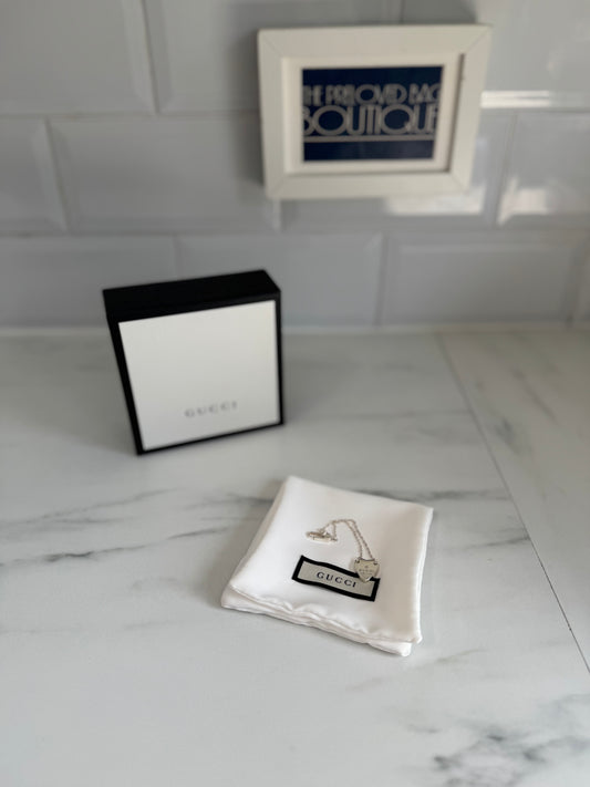 Gucci Trademark Bracelet with heart pendant -  Silver
