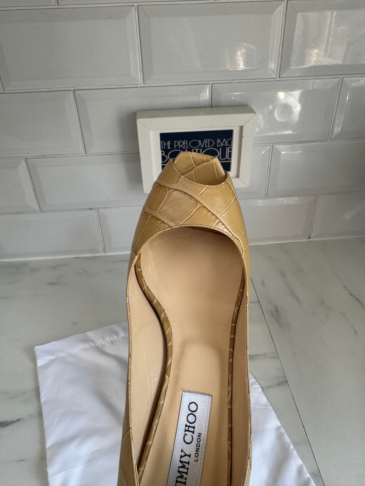 Jimmy Choo Peep Toe - Biscuit