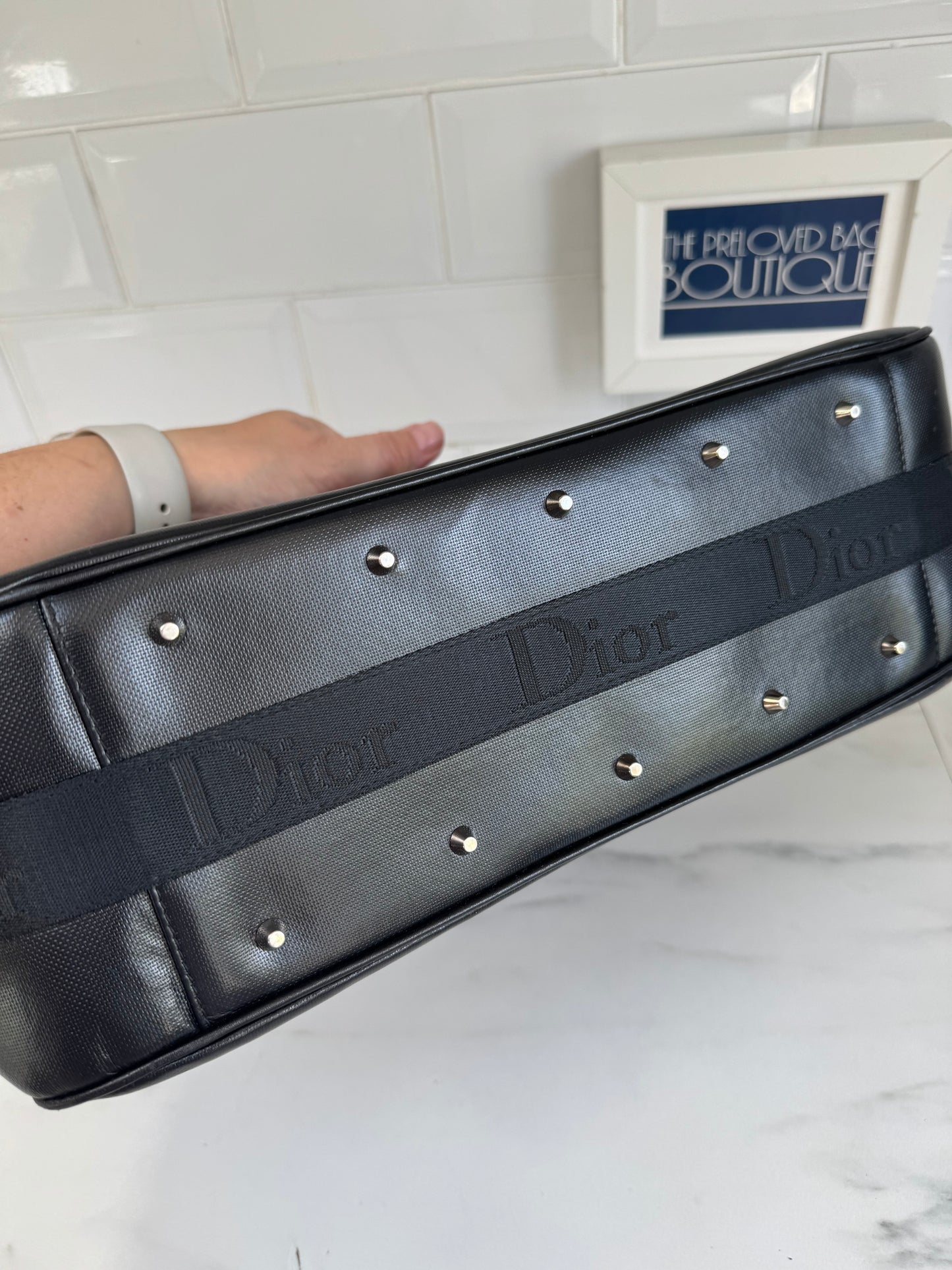 Christian Dior Diamanté Clip Shoulder Bag - Black