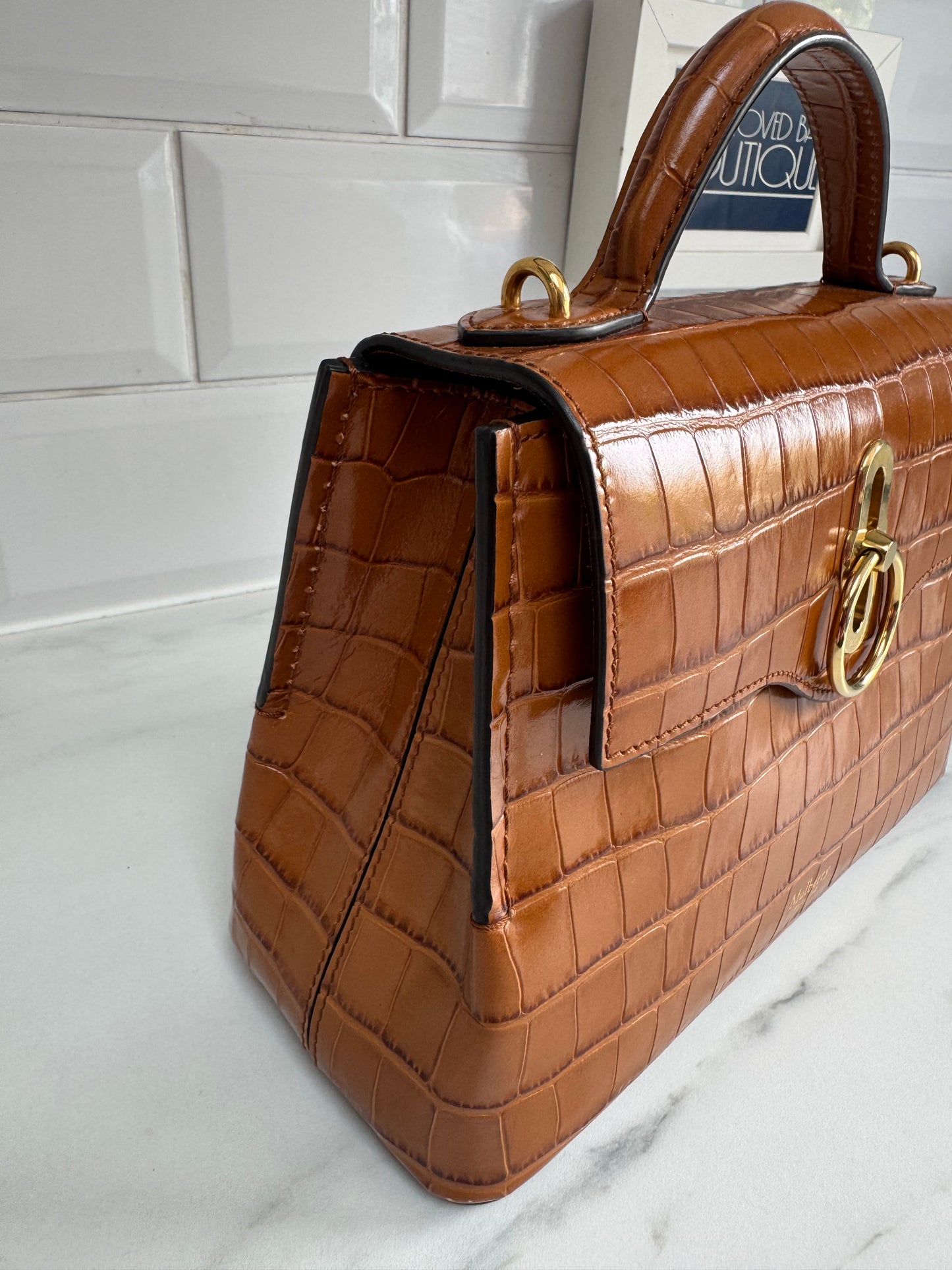 Mulberry Mini Seaton - Tobacco Brown Croc Embossed