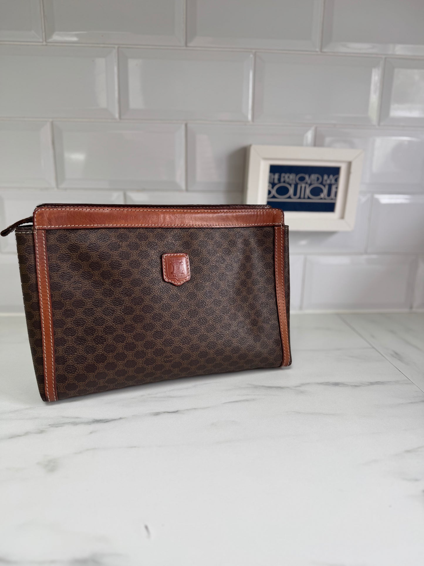 Celine Macadam Toiletry/Clutch- Brown