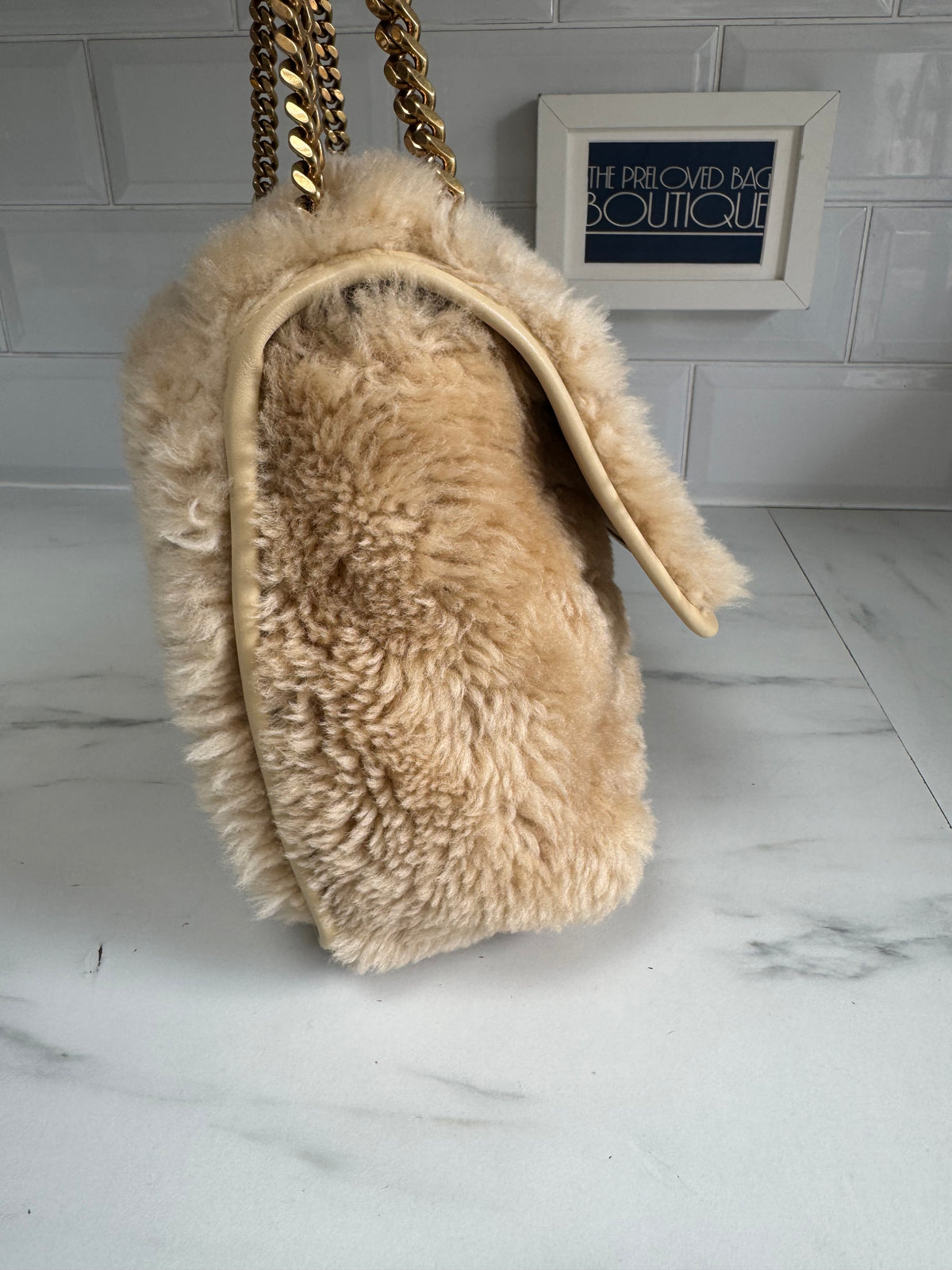 Saint Laurent Medium Niki Shearling - Cream