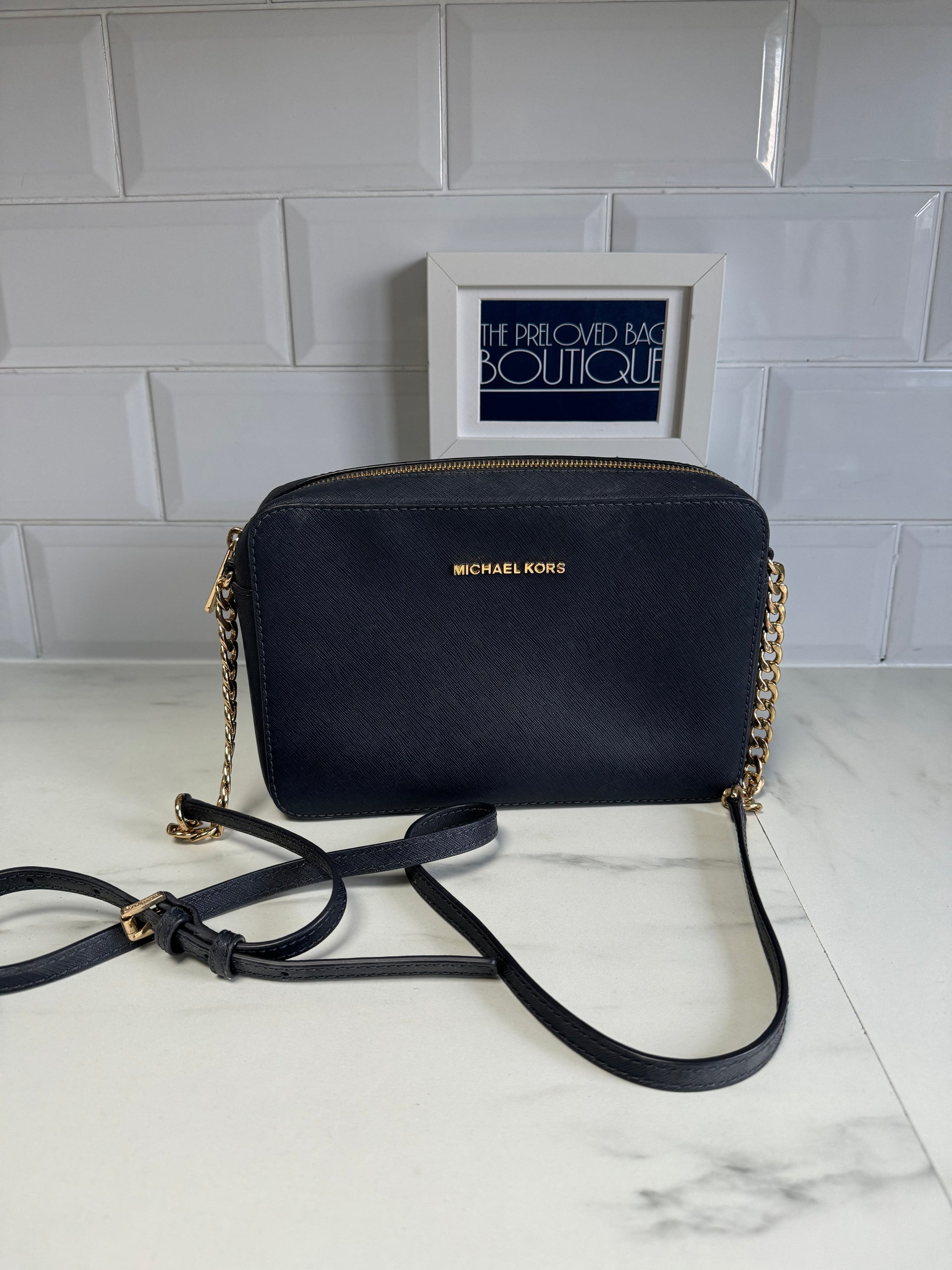 Navy michael kors crossbody top bag