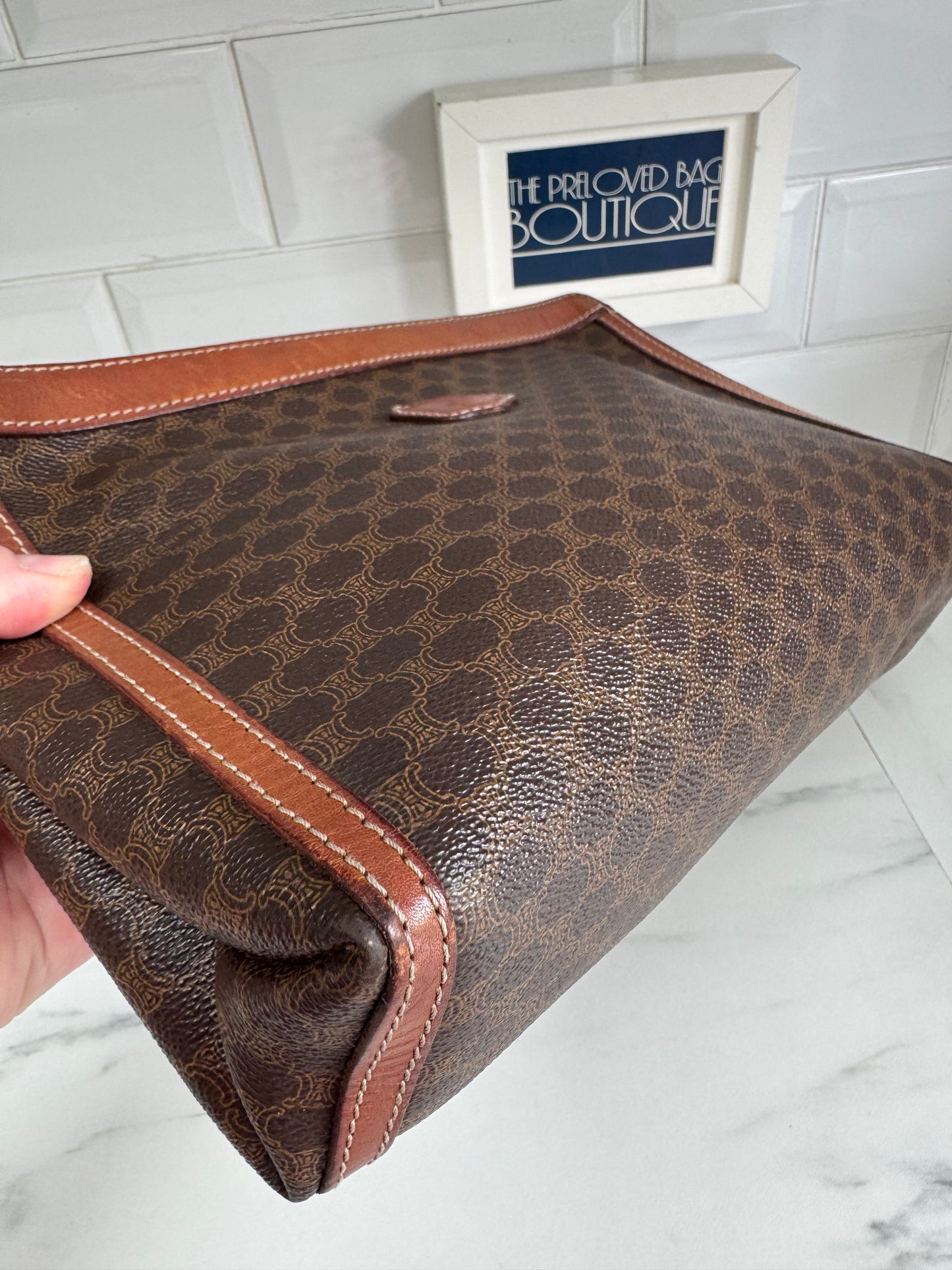 Celine Macadam Toiletry/Clutch- Brown