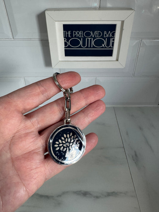 Mulberry Keyring - Silver and Navy