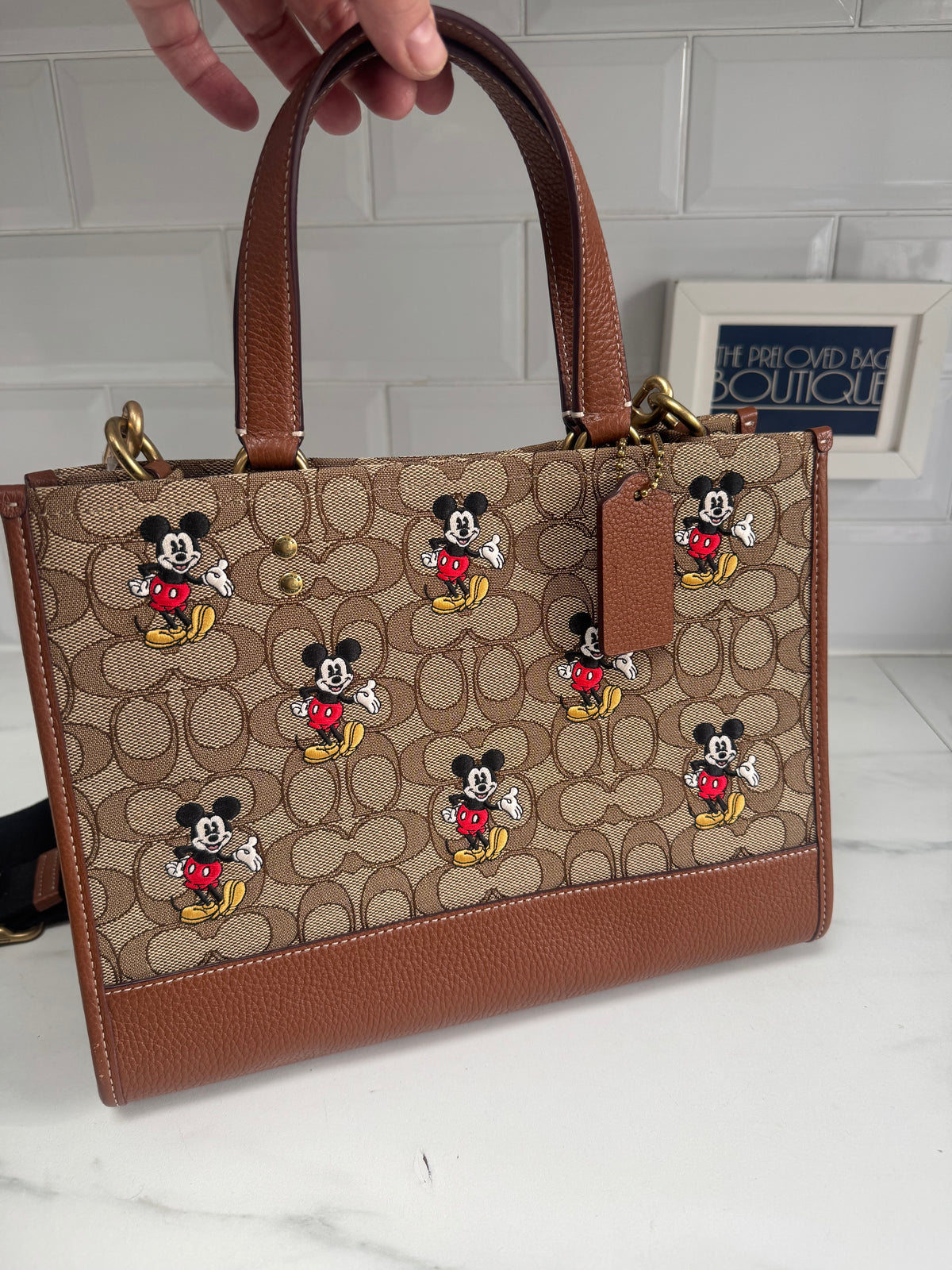 Coach Mickey Mouse Tote - Brown, Black and Red