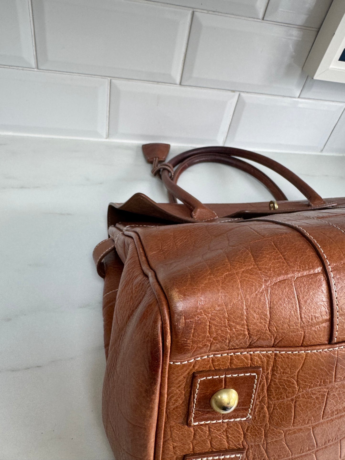 Mulberry Croc Embossed Bayswater - Oak